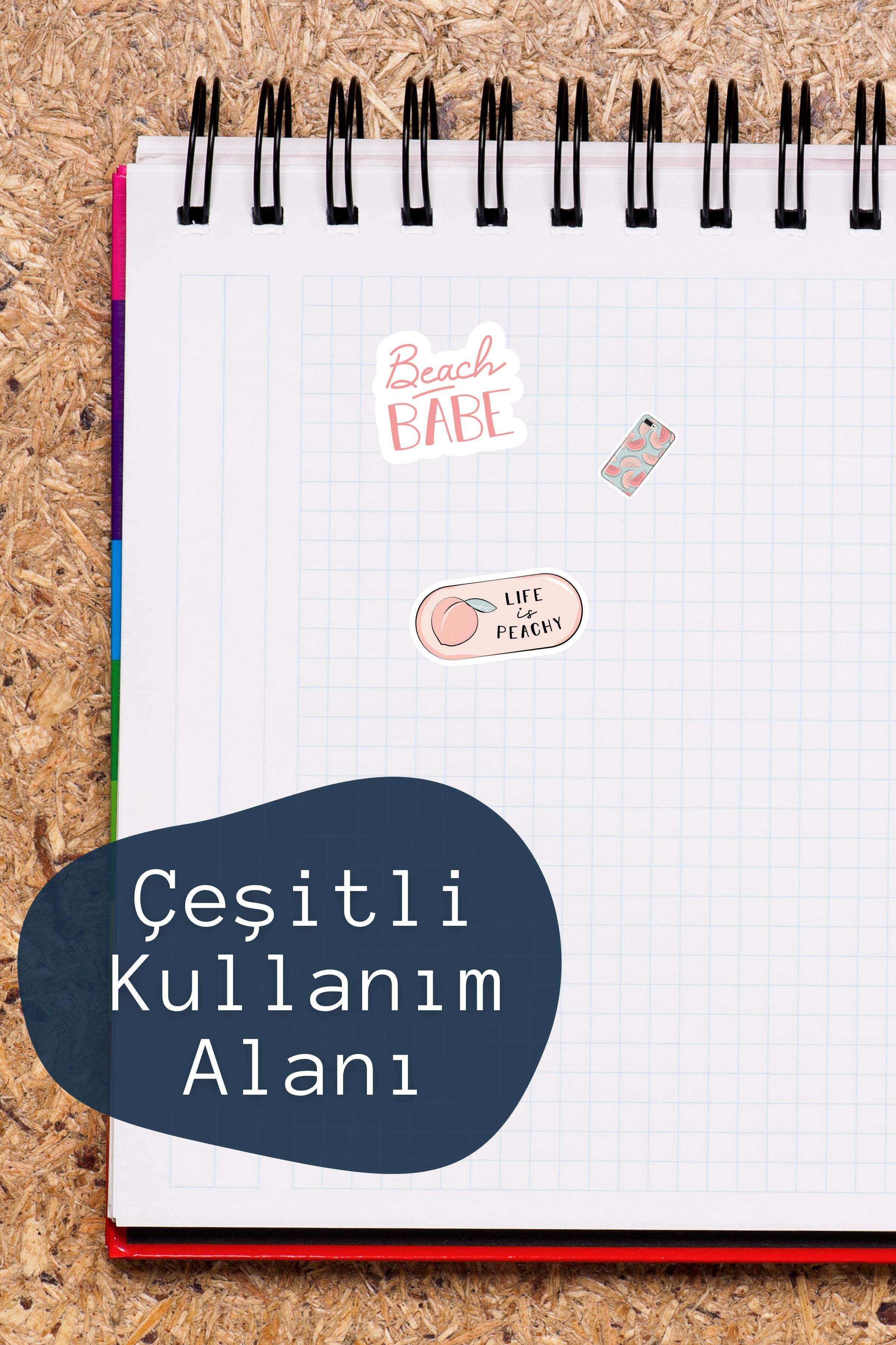 Yaz Temalı Sticker ve Etiket Seti - Orta Boy - Su Geçirmez, Kalın Yapışkanlı Sticker Seti