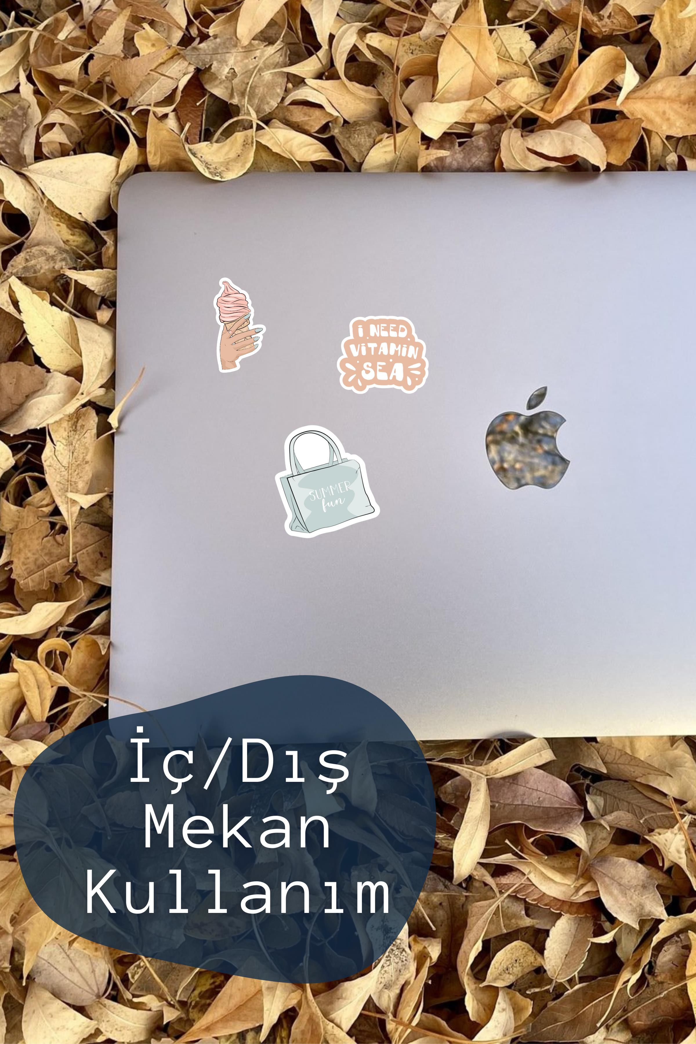 Yaz Temalı Sticker ve Etiket Seti - Orta Boy - Su Geçirmez, Kalın Yapışkanlı Sticker Seti