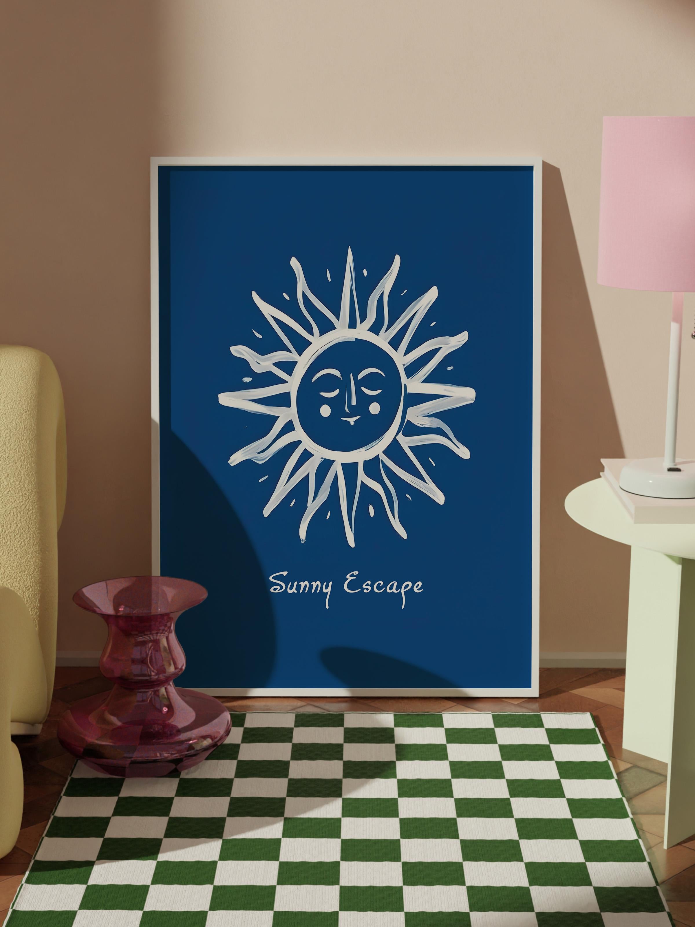 Sunny Escape Çerçeveli Tablo, Beyaz Çerçeve ve Poster, Dikey Duvar Tablosu Comfort Serisi NO:108481
