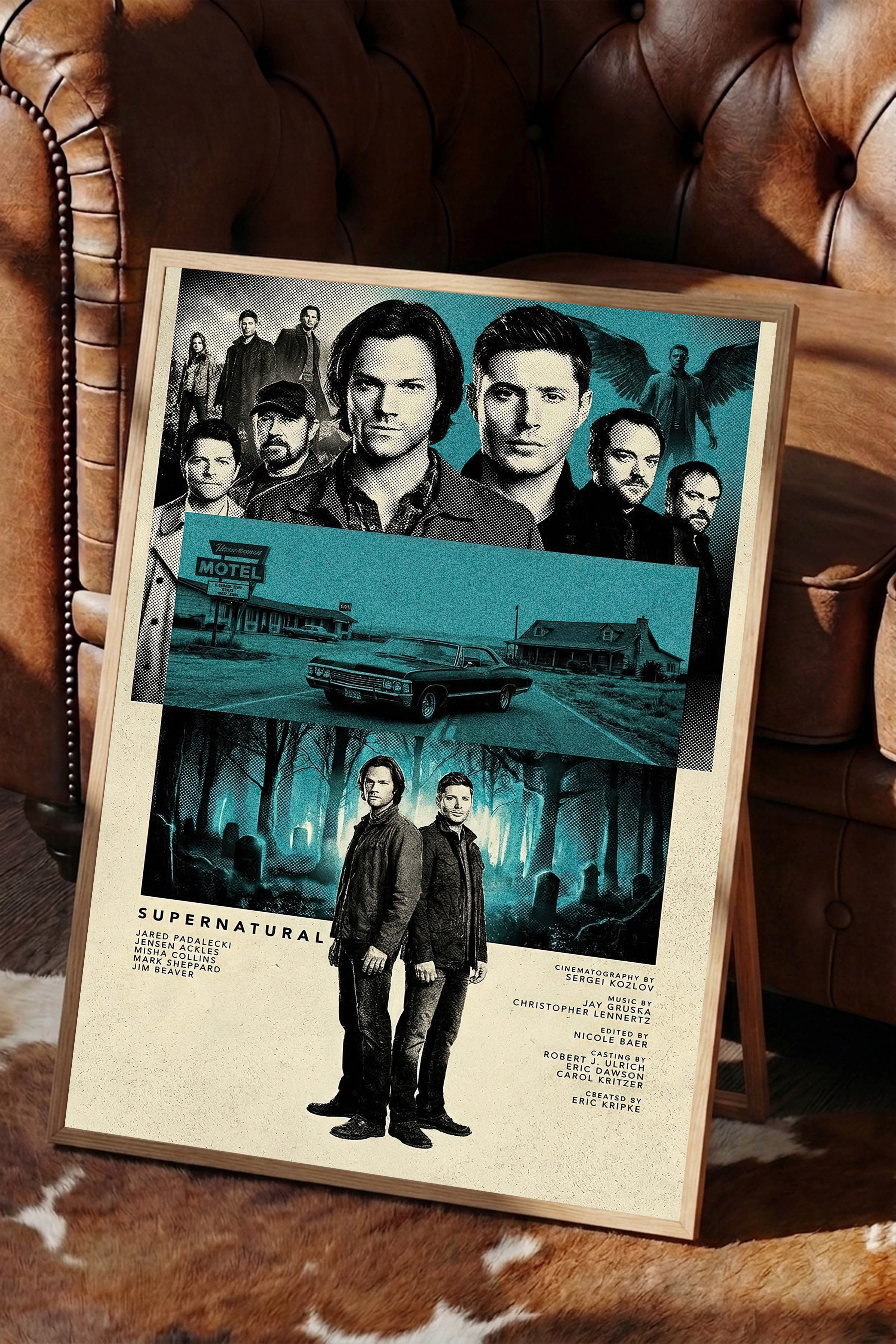 Supernatural Ahşap Çerçeveli Poster, Sinema ve Dizi Tablo, Film Dizi Afişleri NO:112794
