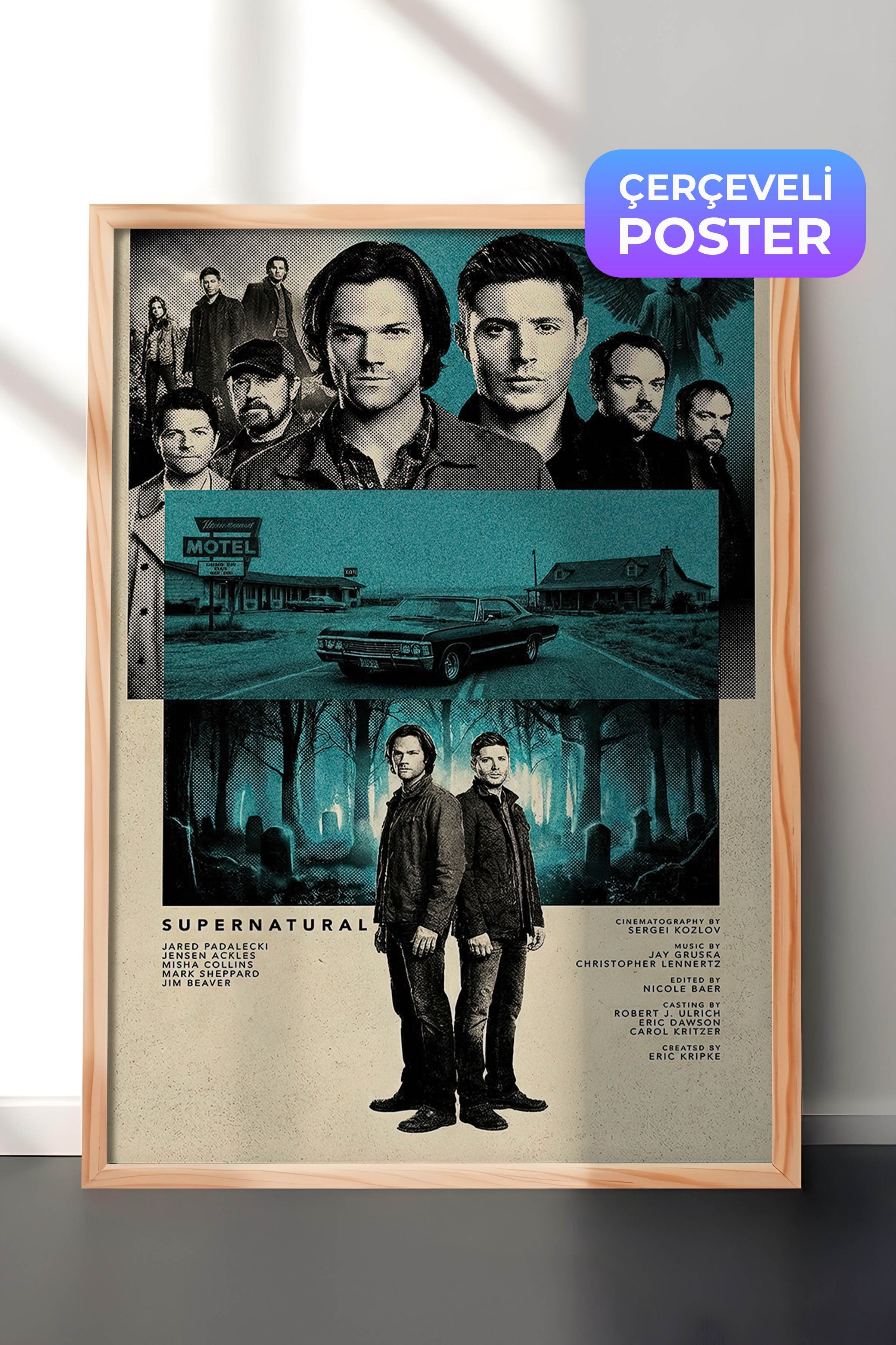 Supernatural Ahşap Çerçeveli Poster, Sinema ve Dizi Tablo, Film Dizi Afişleri NO:112794