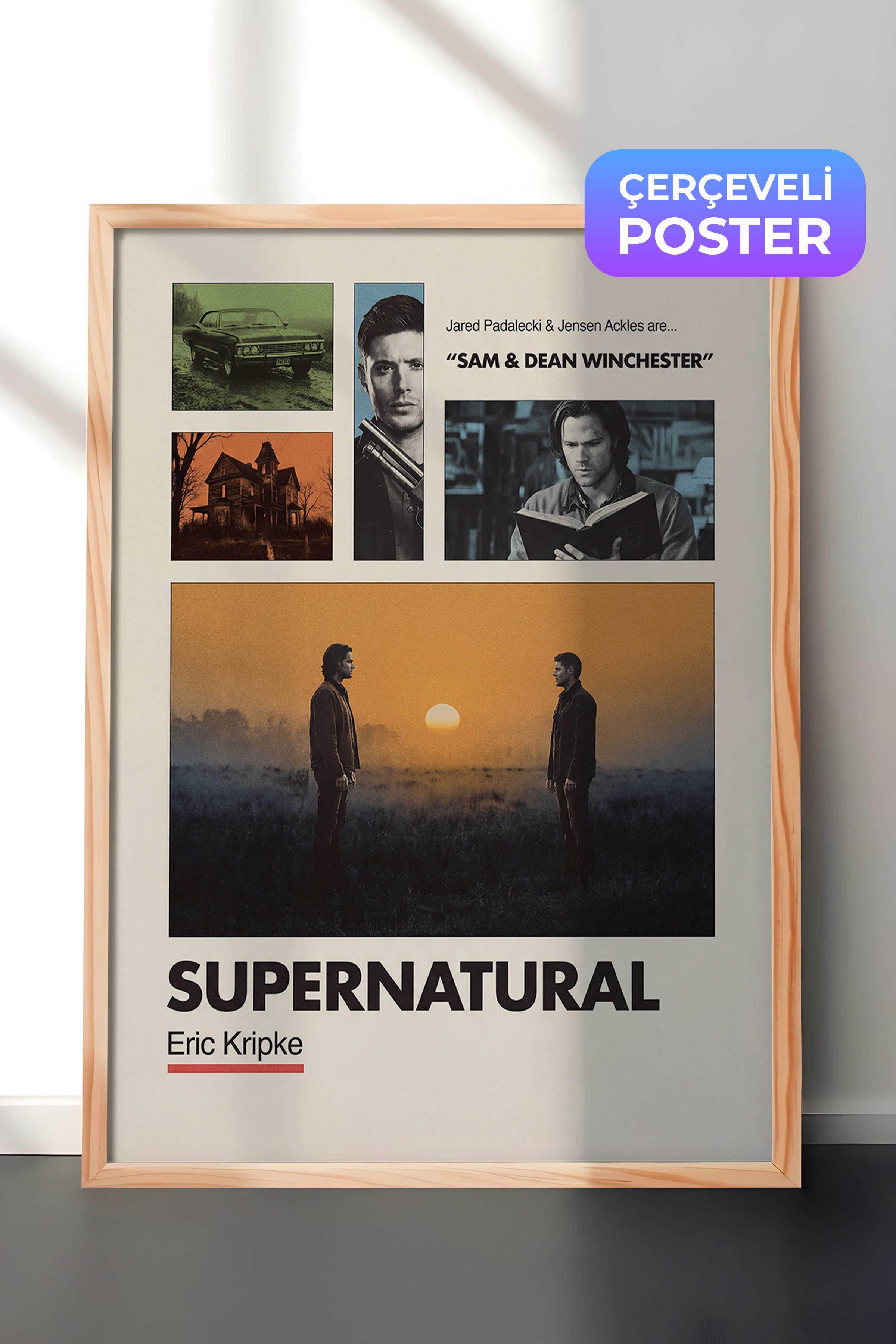 Supernatural Ahşap Çerçeveli Poster, Sinema ve Dizi Tablo, Film Dizi Afişleri NO:112924