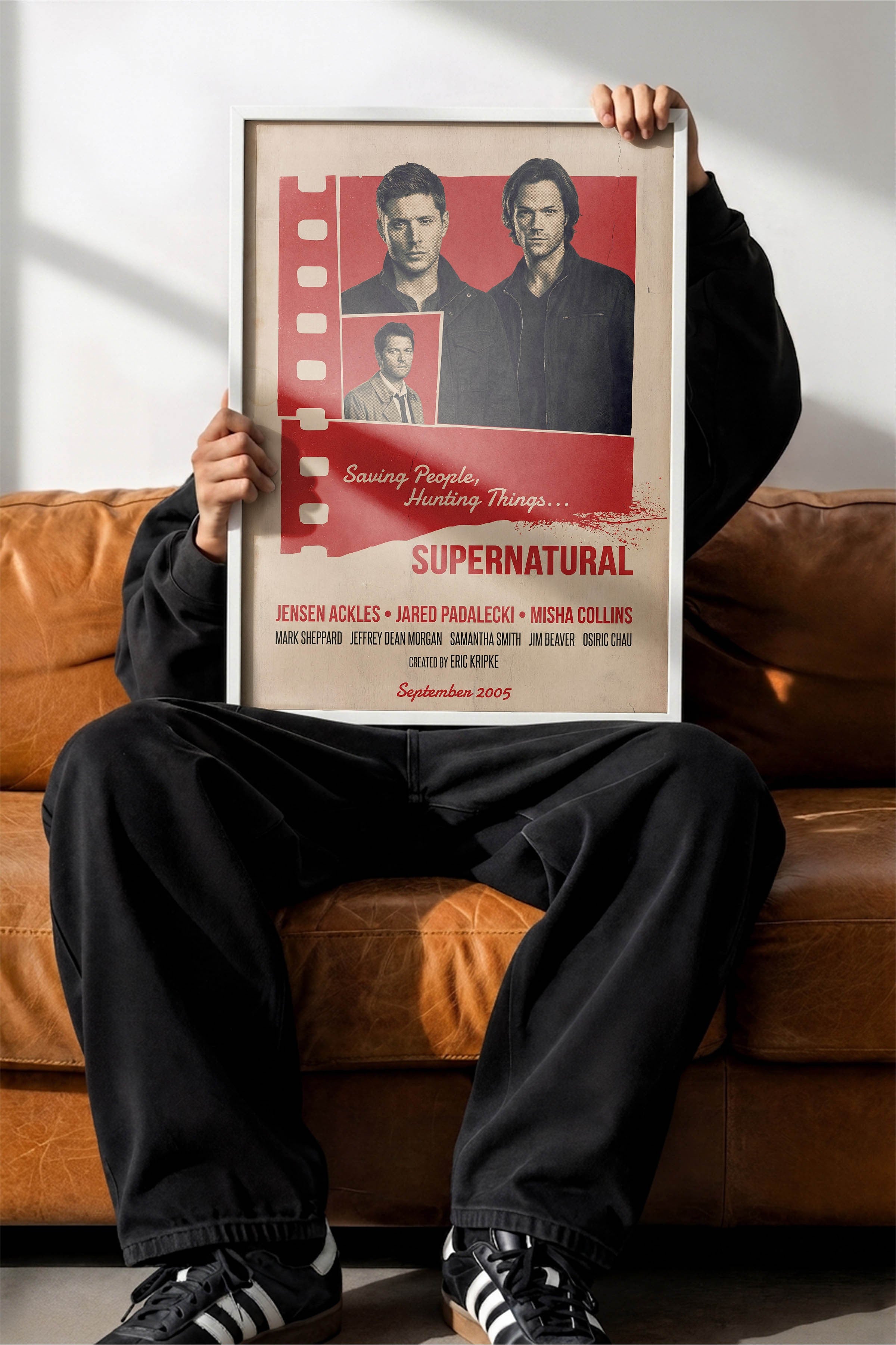 Supernatural Beyaz Çerçeveli Poster, Sinema ve Dizi Tablo, Film Dizi Afişleri NO:112873