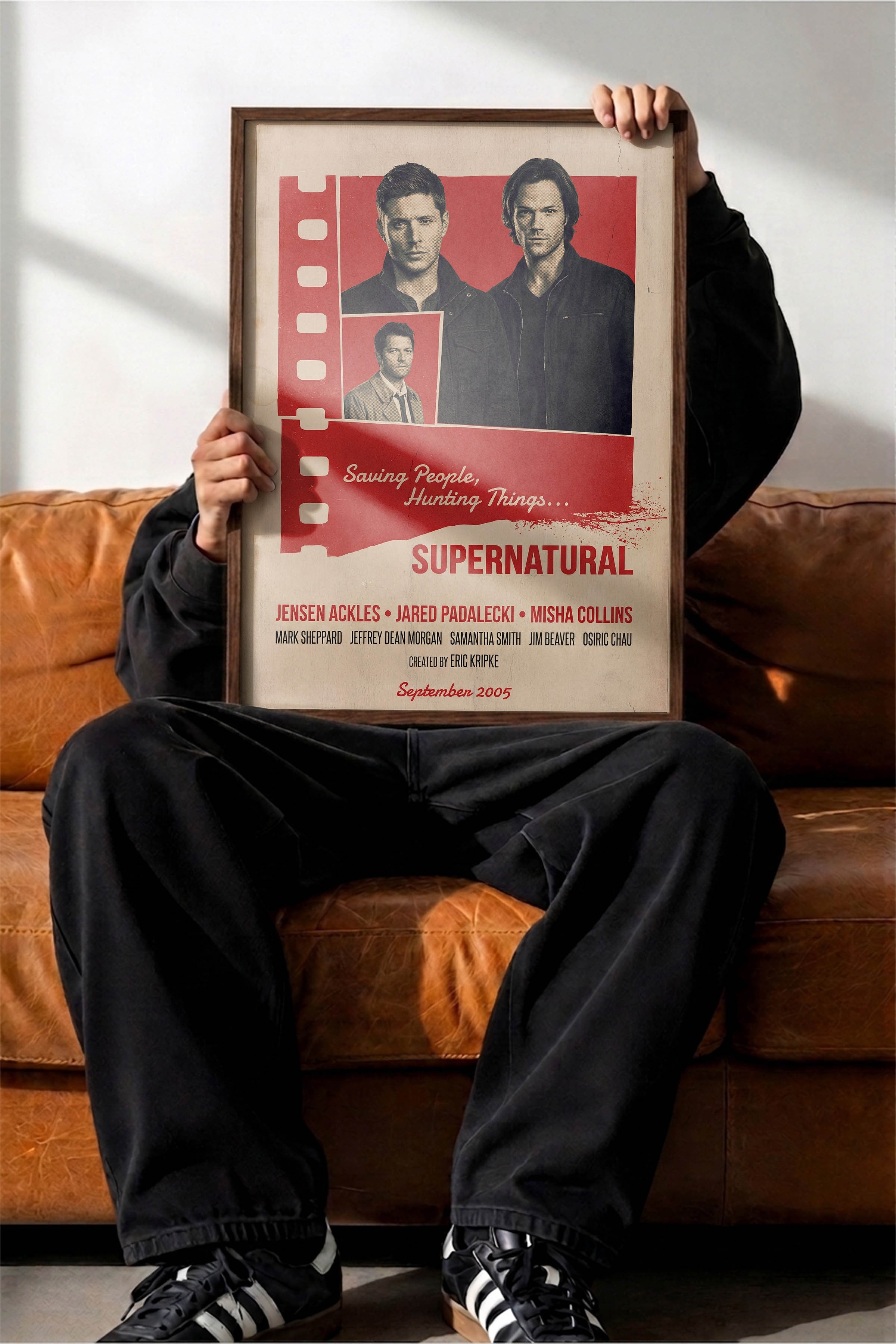Supernatural Kahverengi Çerçeveli Poster, Sinema ve Dizi Tablo, Film Dizi Afişleri NO:112873