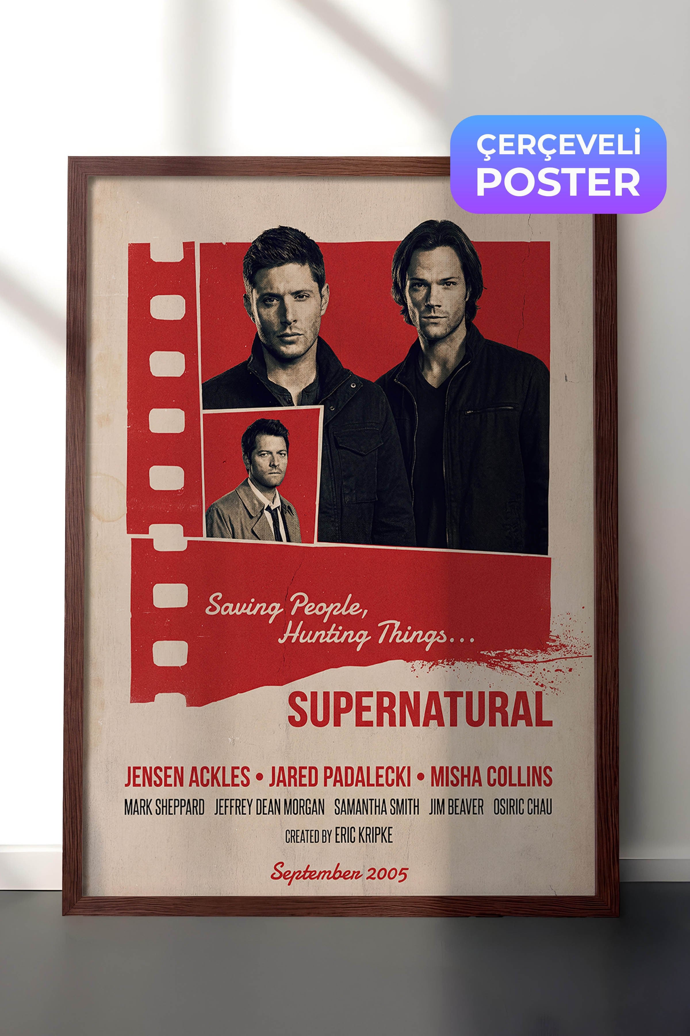 Supernatural Kahverengi Çerçeveli Poster, Sinema ve Dizi Tablo, Film Dizi Afişleri NO:112873