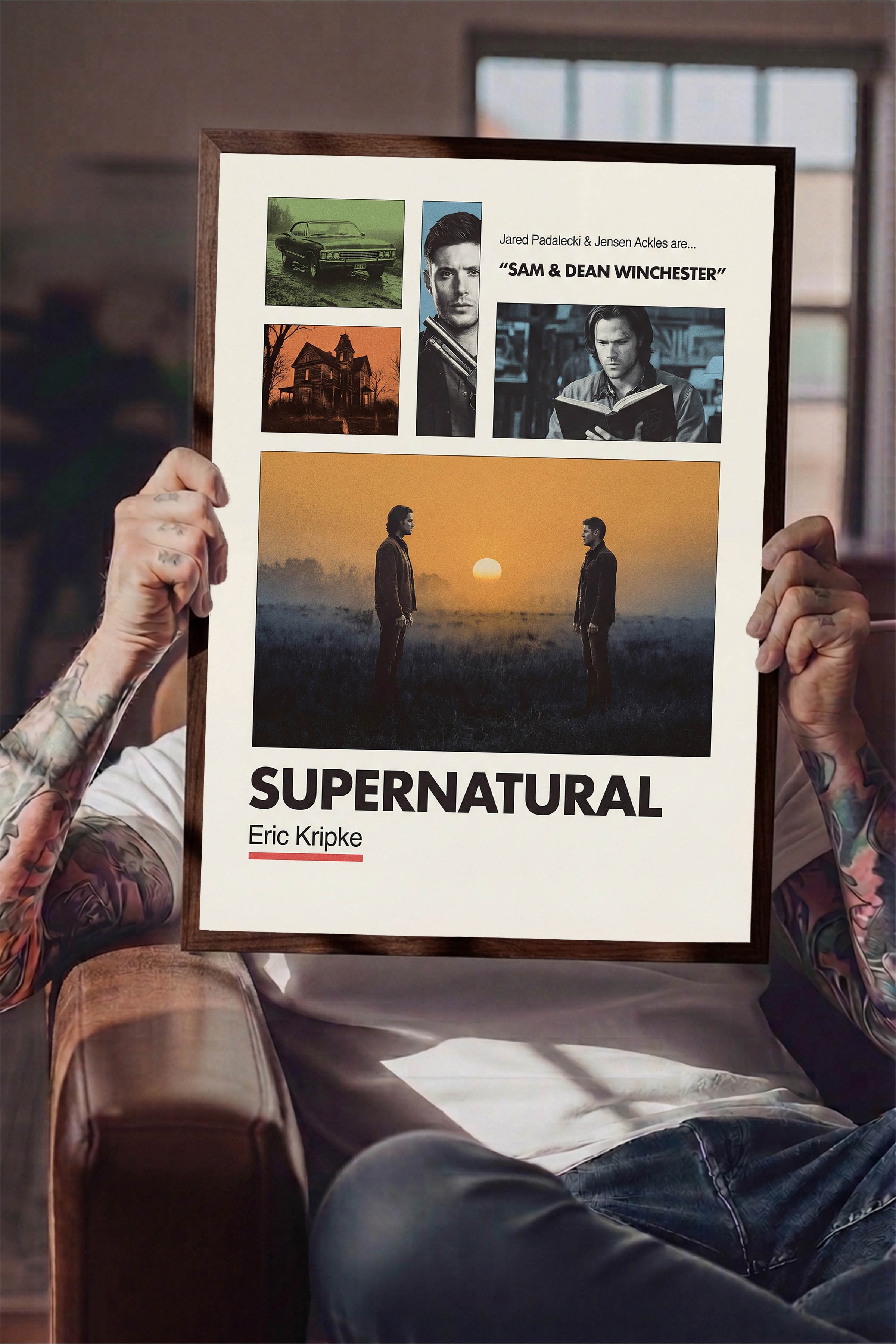 Supernatural Kahverengi Çerçeveli Poster, Sinema ve Dizi Tablo, Film Dizi Afişleri NO:112924