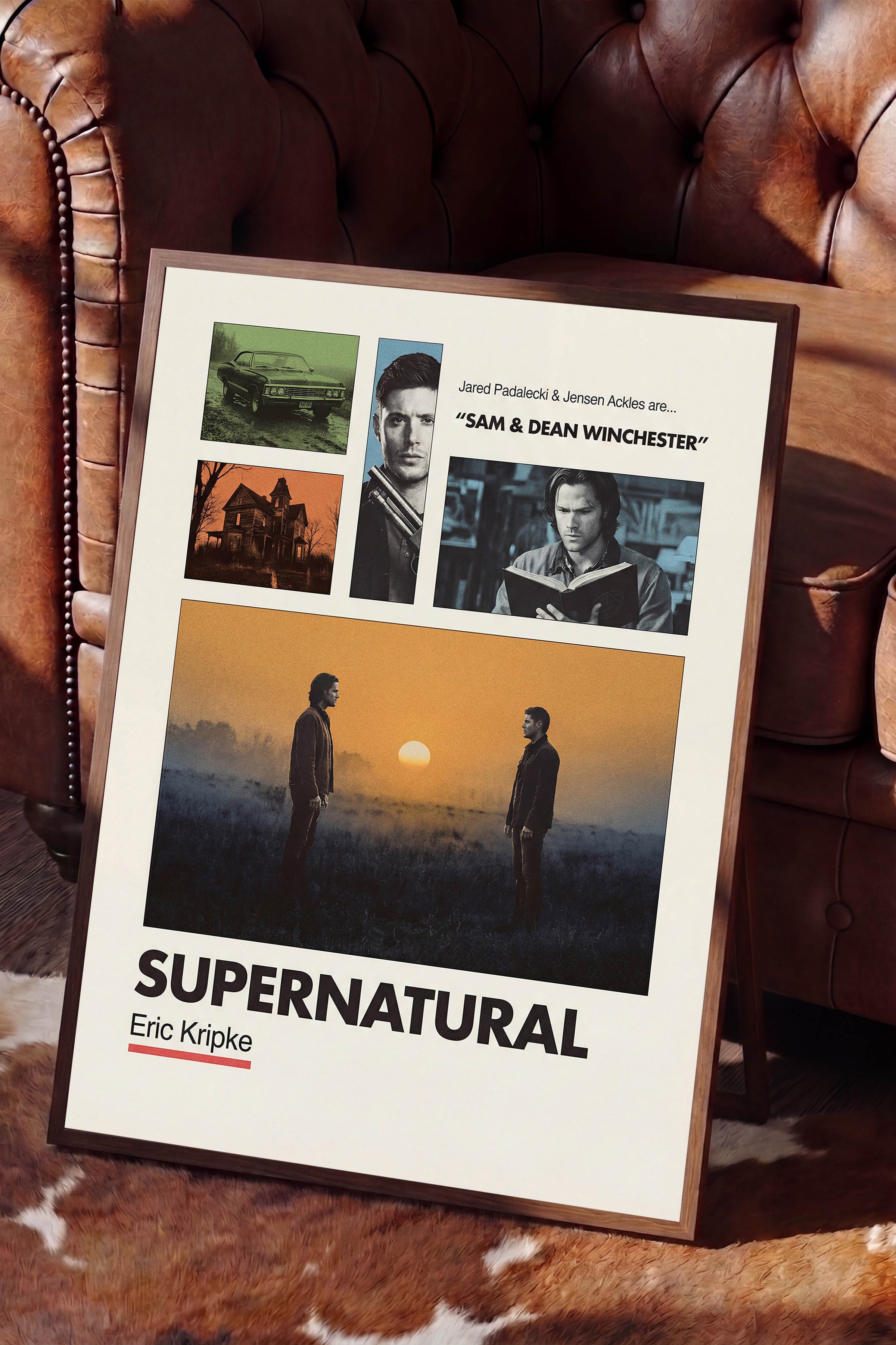 Supernatural Kahverengi Çerçeveli Poster, Sinema ve Dizi Tablo, Film Dizi Afişleri NO:112924