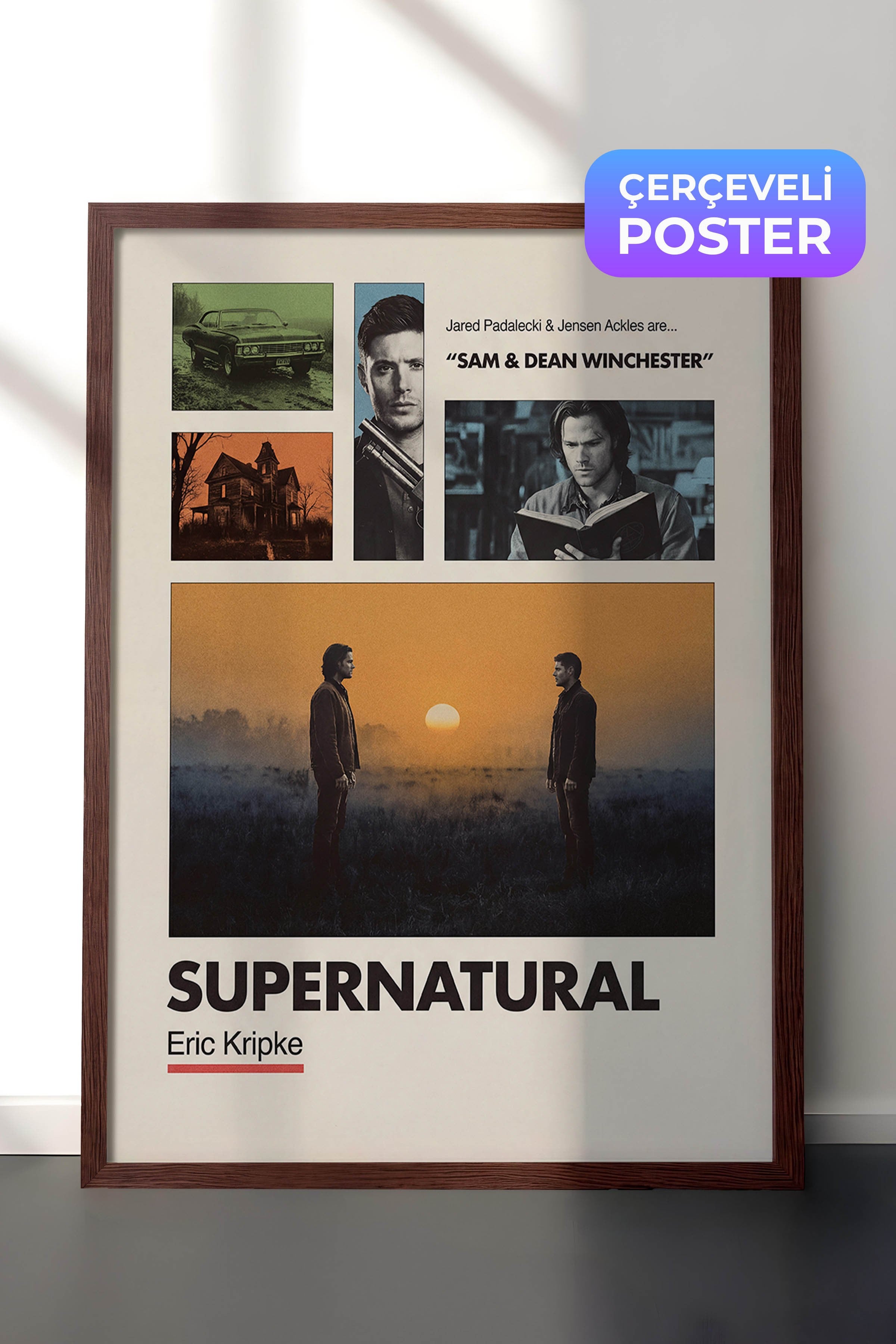 Supernatural Kahverengi Çerçeveli Poster, Sinema ve Dizi Tablo, Film Dizi Afişleri NO:112924