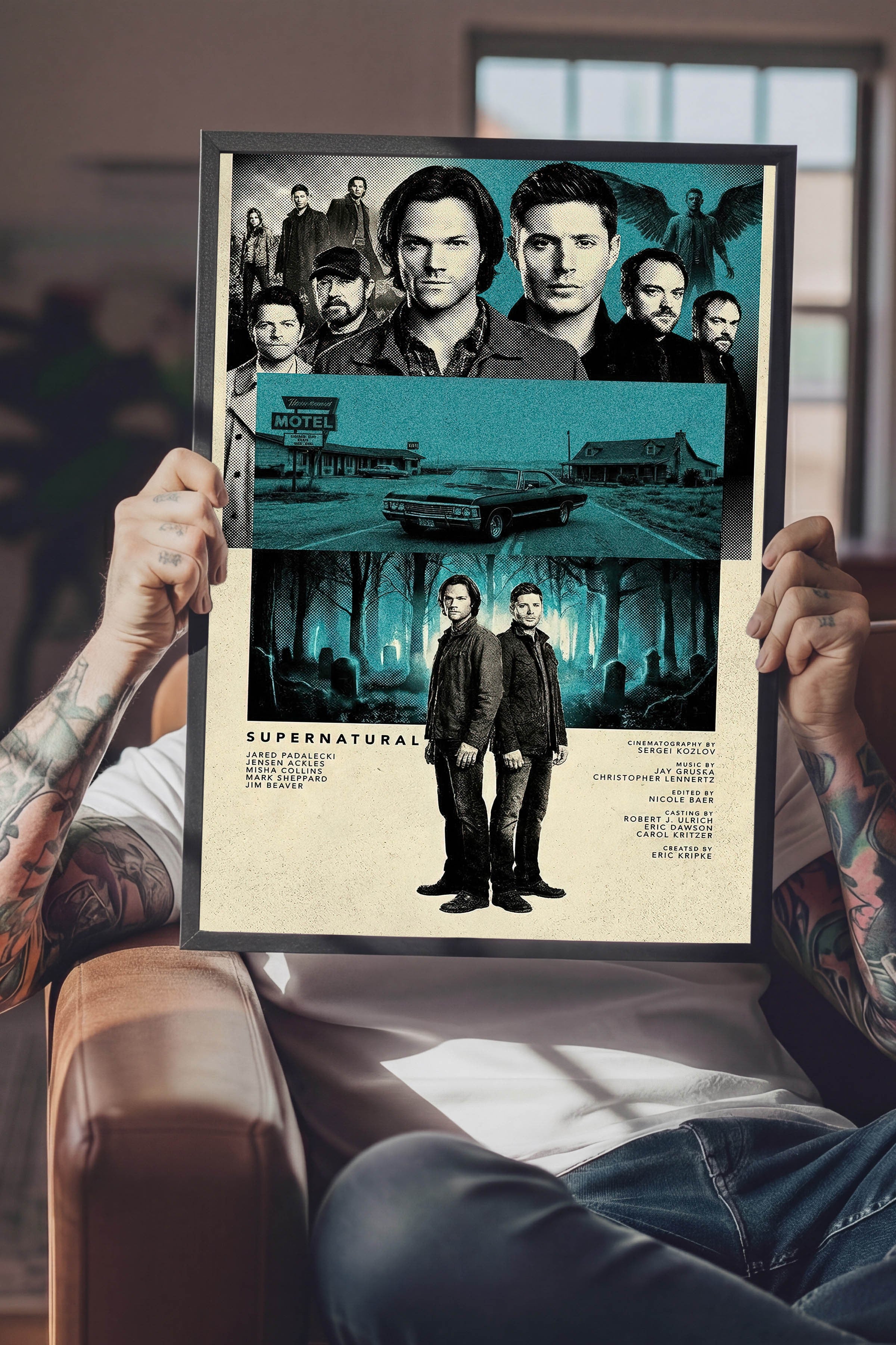 Supernatural Siyah Çerçeveli Poster, Sinema ve Dizi Tablo, Film Dizi Afişleri NO:112794