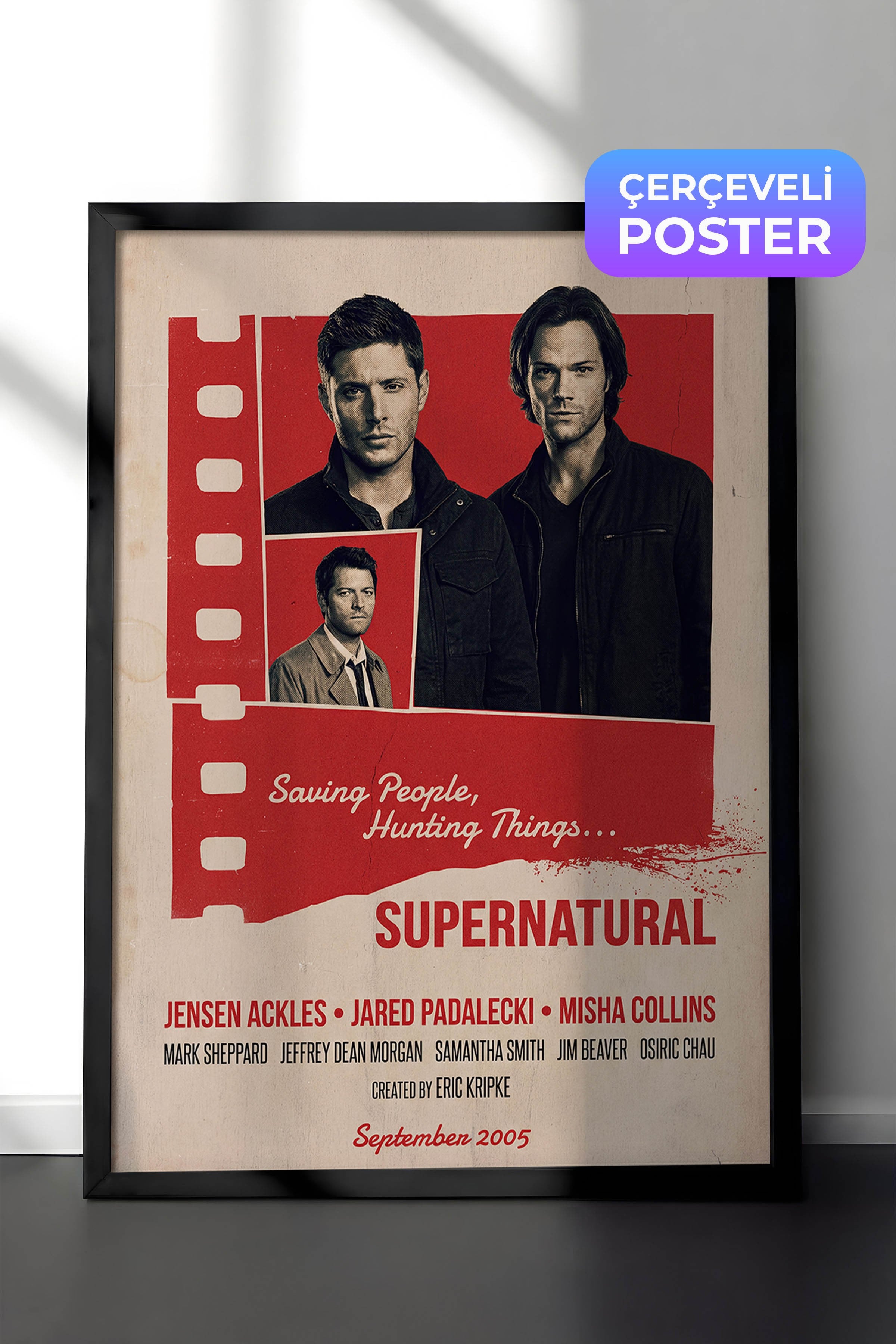 Supernatural Siyah Çerçeveli Poster, Sinema ve Dizi Tablo, Film Dizi Afişleri NO:112873