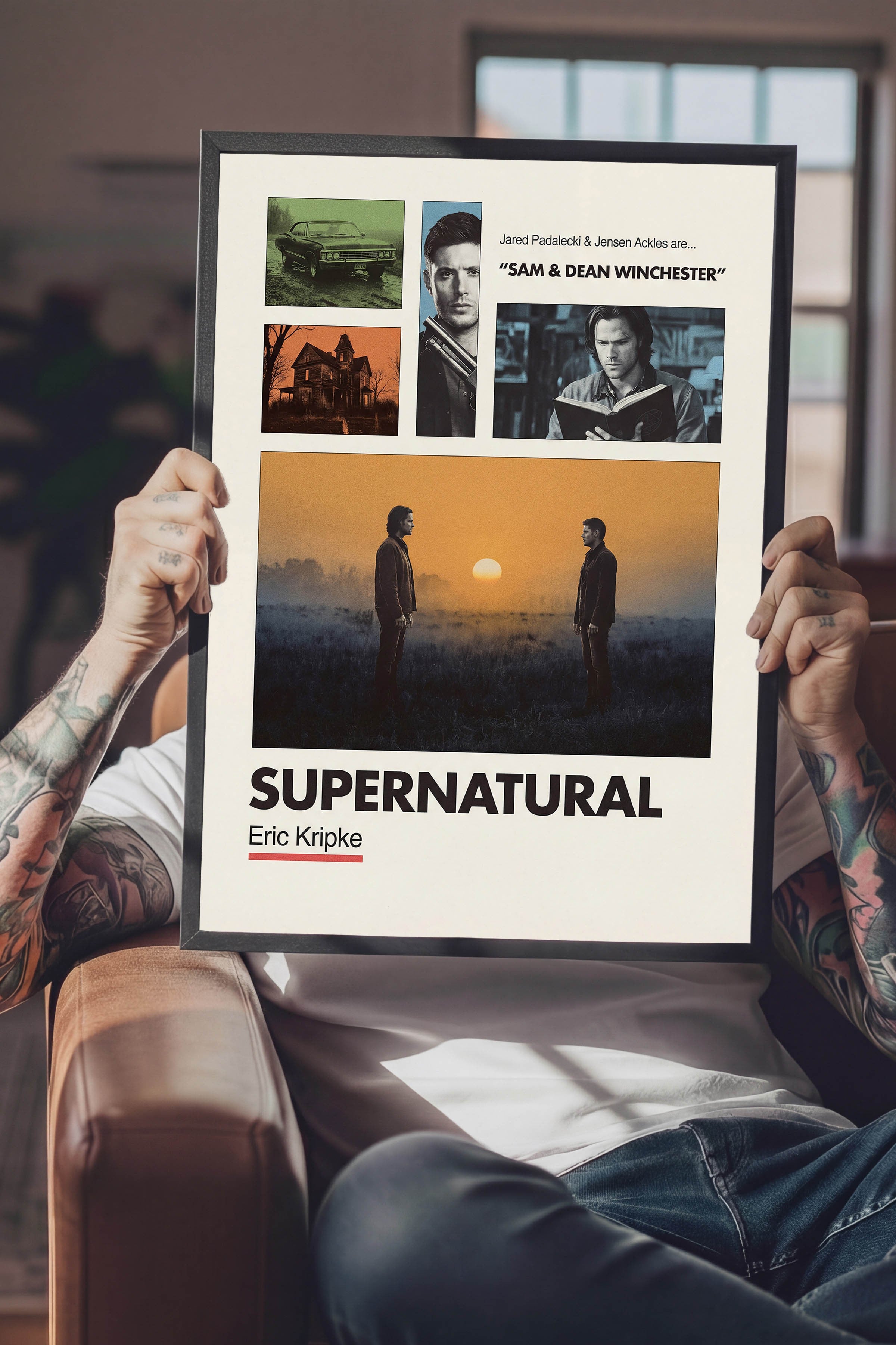 Supernatural Siyah Çerçeveli Poster, Sinema ve Dizi Tablo, Film Dizi Afişleri NO:112924