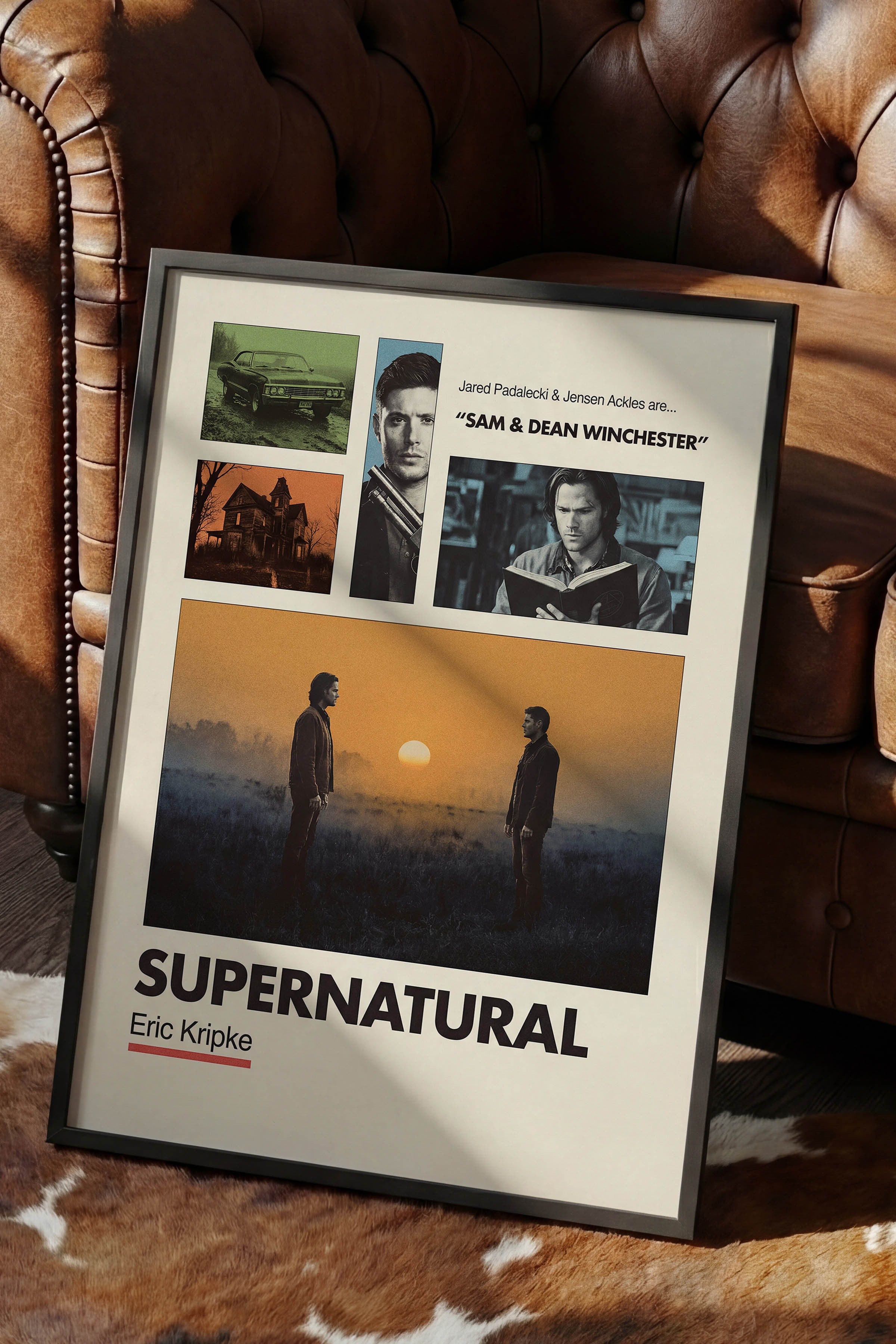 Supernatural Siyah Çerçeveli Poster, Sinema ve Dizi Tablo, Film Dizi Afişleri NO:112924