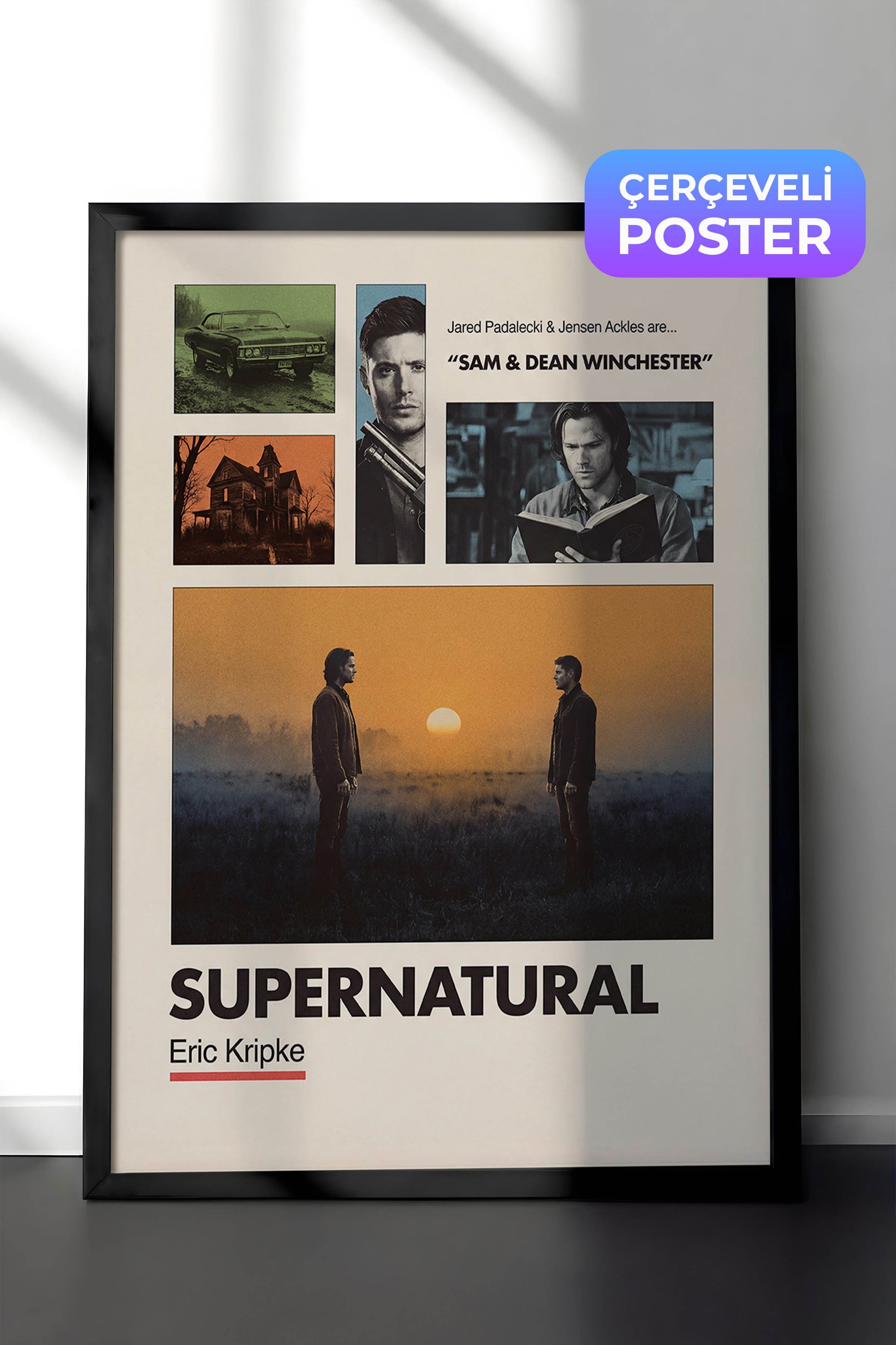 Supernatural Siyah Çerçeveli Poster, Sinema ve Dizi Tablo, Film Dizi Afişleri NO:112924