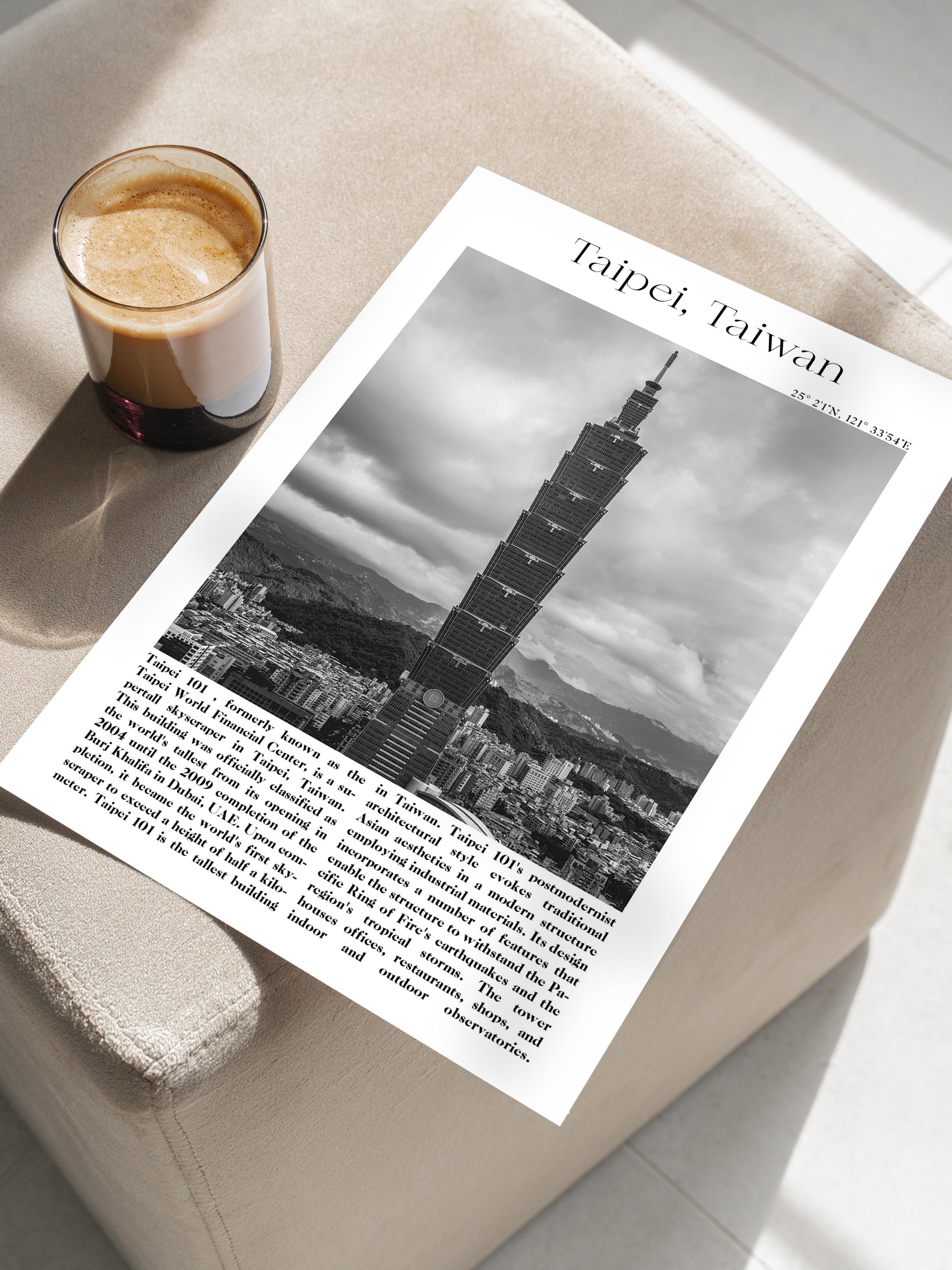 Taipei - Tayvan, Şehir Temalı Poster, Çerçevesiz Duvar Posteri, NO:30043