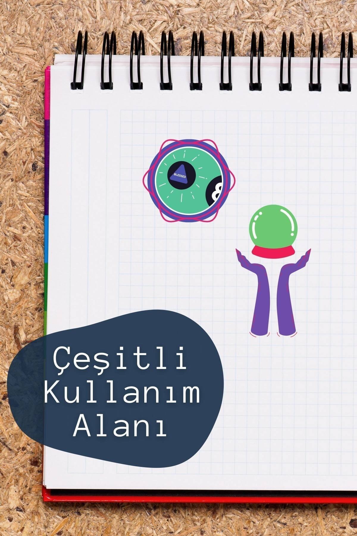 Tarot Temalı Sticker Seti - 14 Adet Etiket Seti- Telefon, Tablet, Defter Laptop Uyumlu Etiket