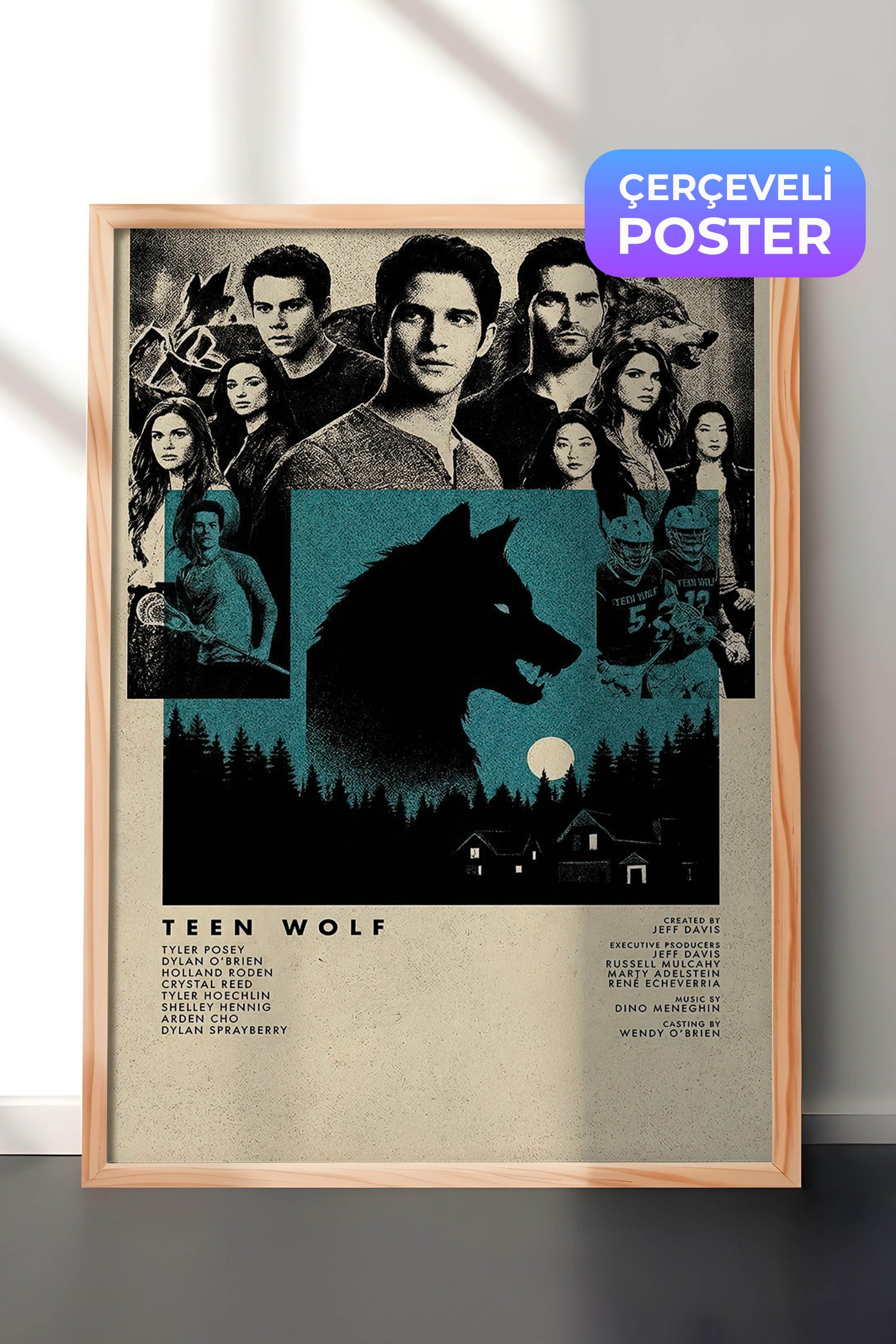 Teen Wolf Ahşap Çerçeveli Poster, Sinema ve Dizi Tablo, Film Dizi Afişleri NO:112798