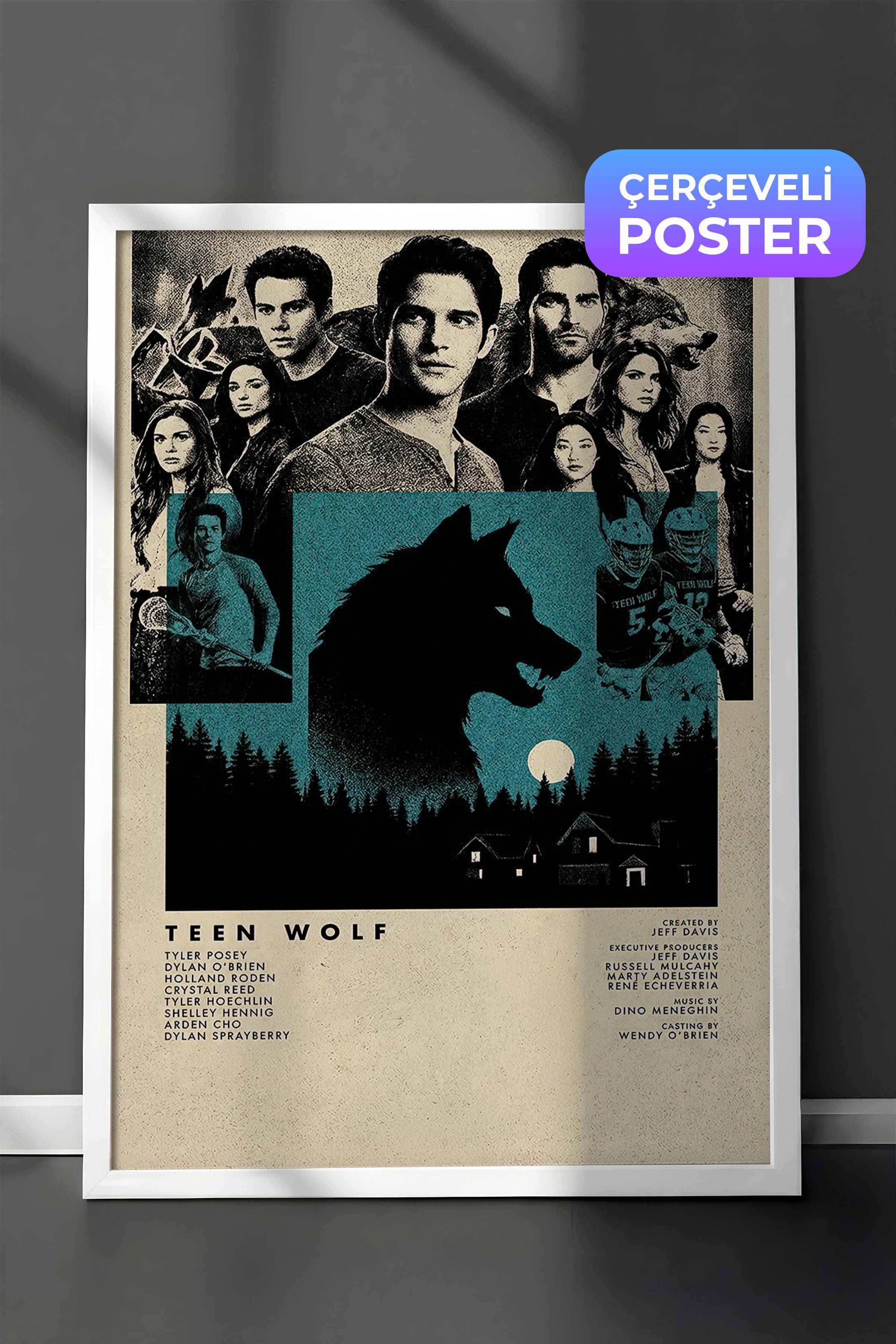 Teen Wolf Beyaz Çerçeveli Poster, Sinema ve Dizi Tablo, Film Dizi Afişleri NO:112798