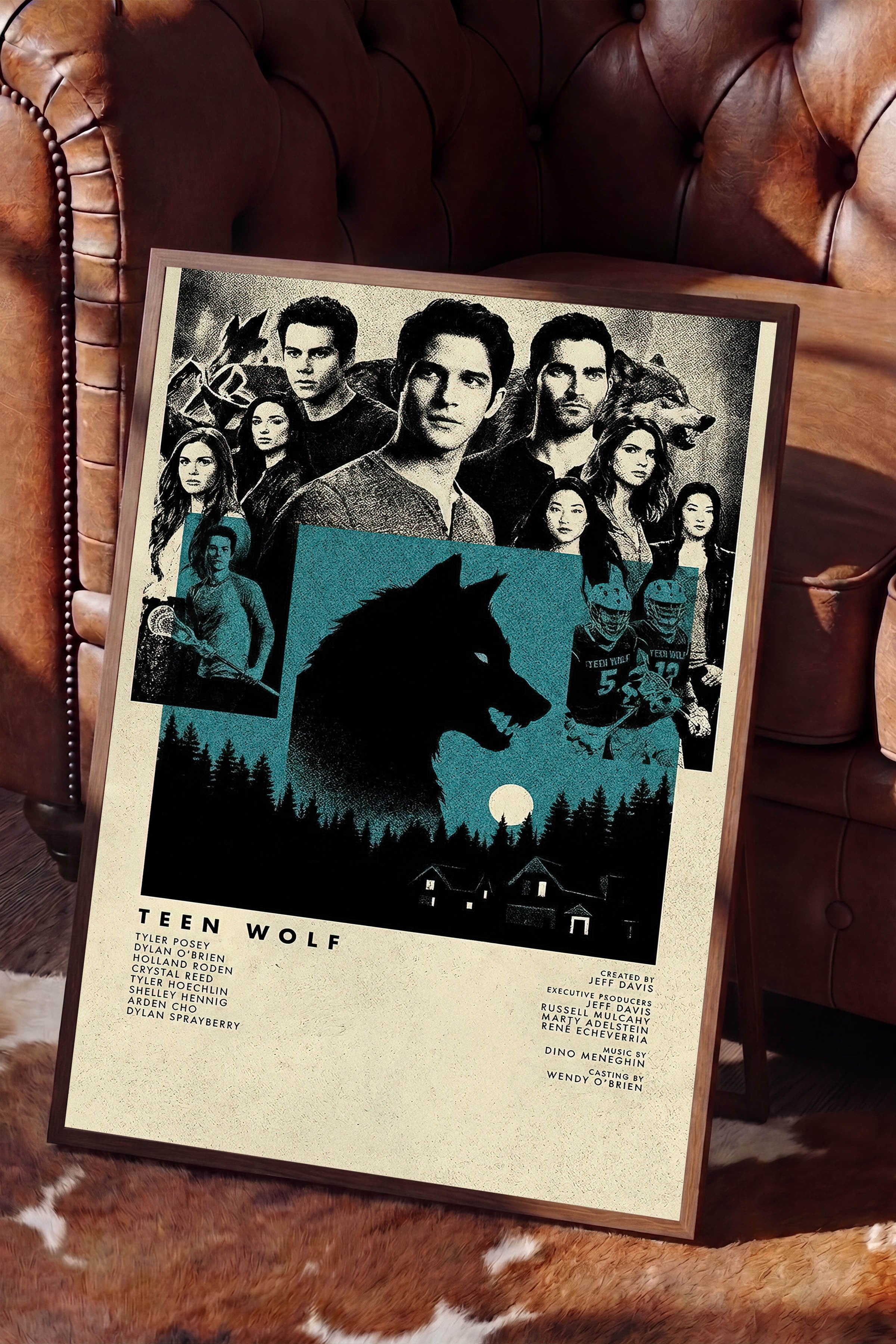 Teen Wolf Kahverengi Çerçeveli Poster, Sinema ve Dizi Tablo, Film Dizi Afişleri NO:112798