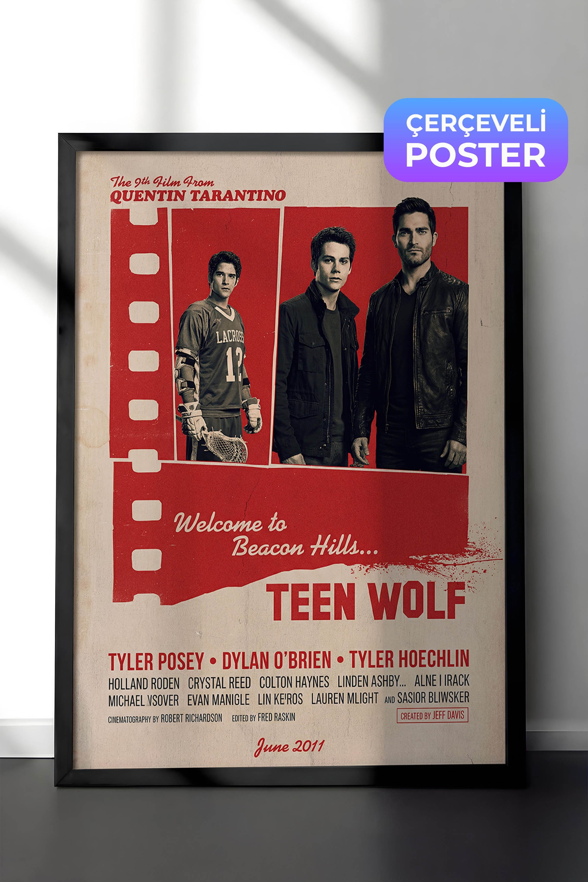 Teen Wolf Siyah Çerçeveli Poster, Sinema ve Dizi Tablo, Film Dizi Afişleri NO:112875