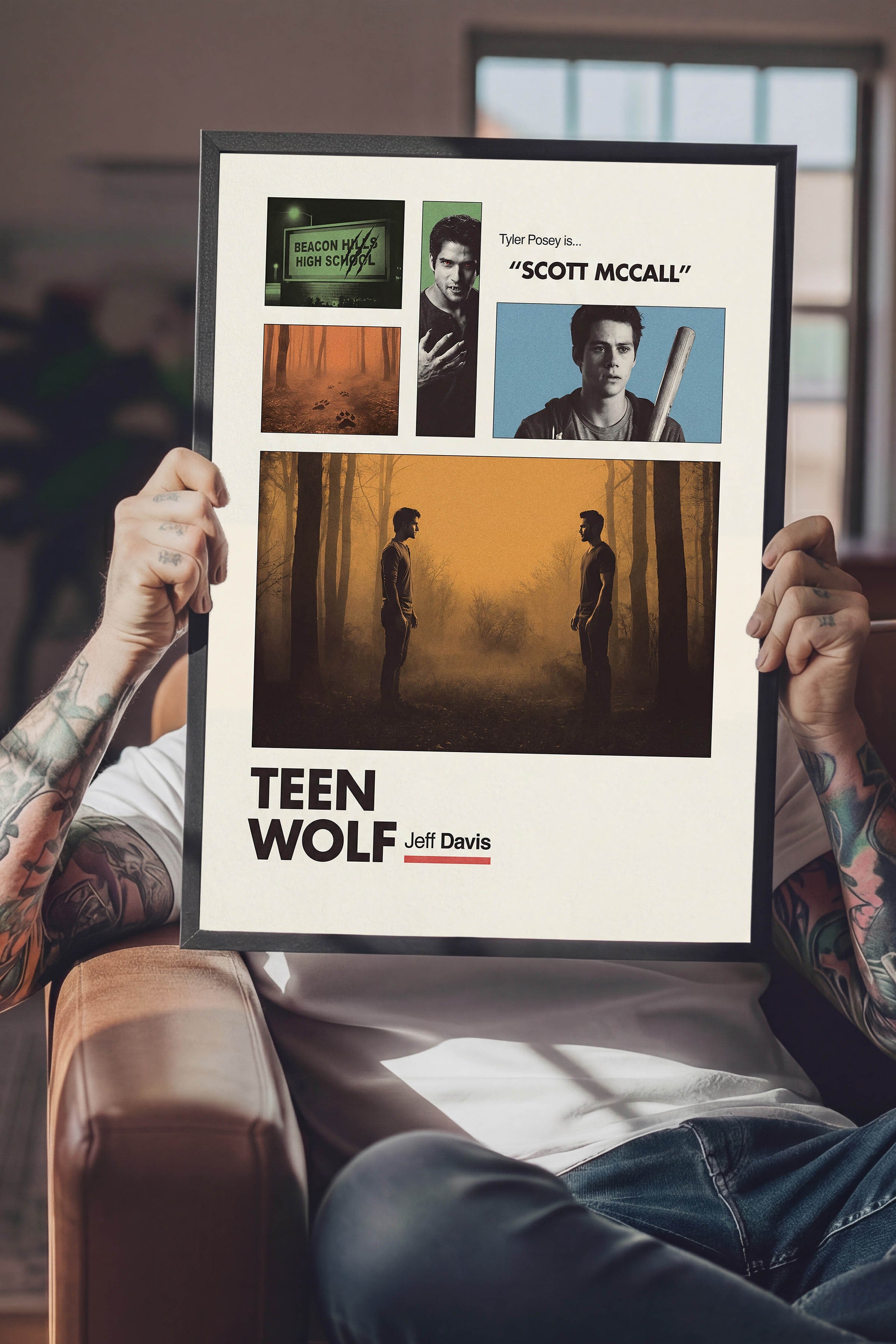 Teen Wolf Siyah Çerçeveli Poster, Sinema ve Dizi Tablo, Film Dizi Afişleri NO:112926