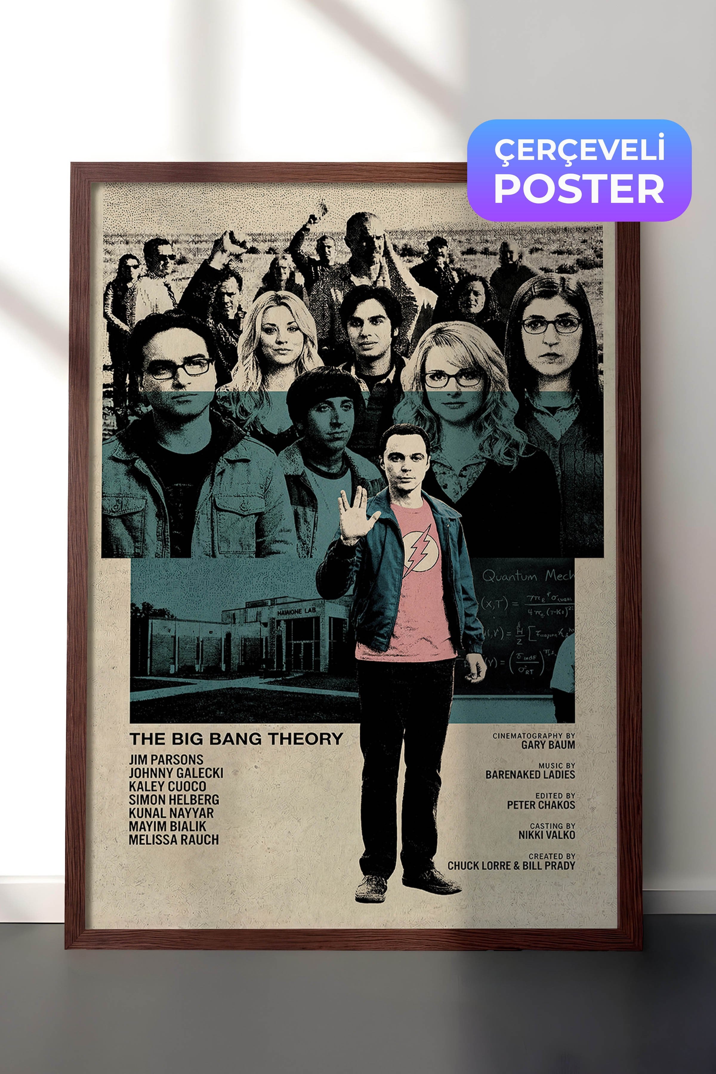 The Big Bang Theory Kahverengi Çerçeveli Poster, Sinema ve Dizi Tablo, Film Dizi Afişleri NO:112769