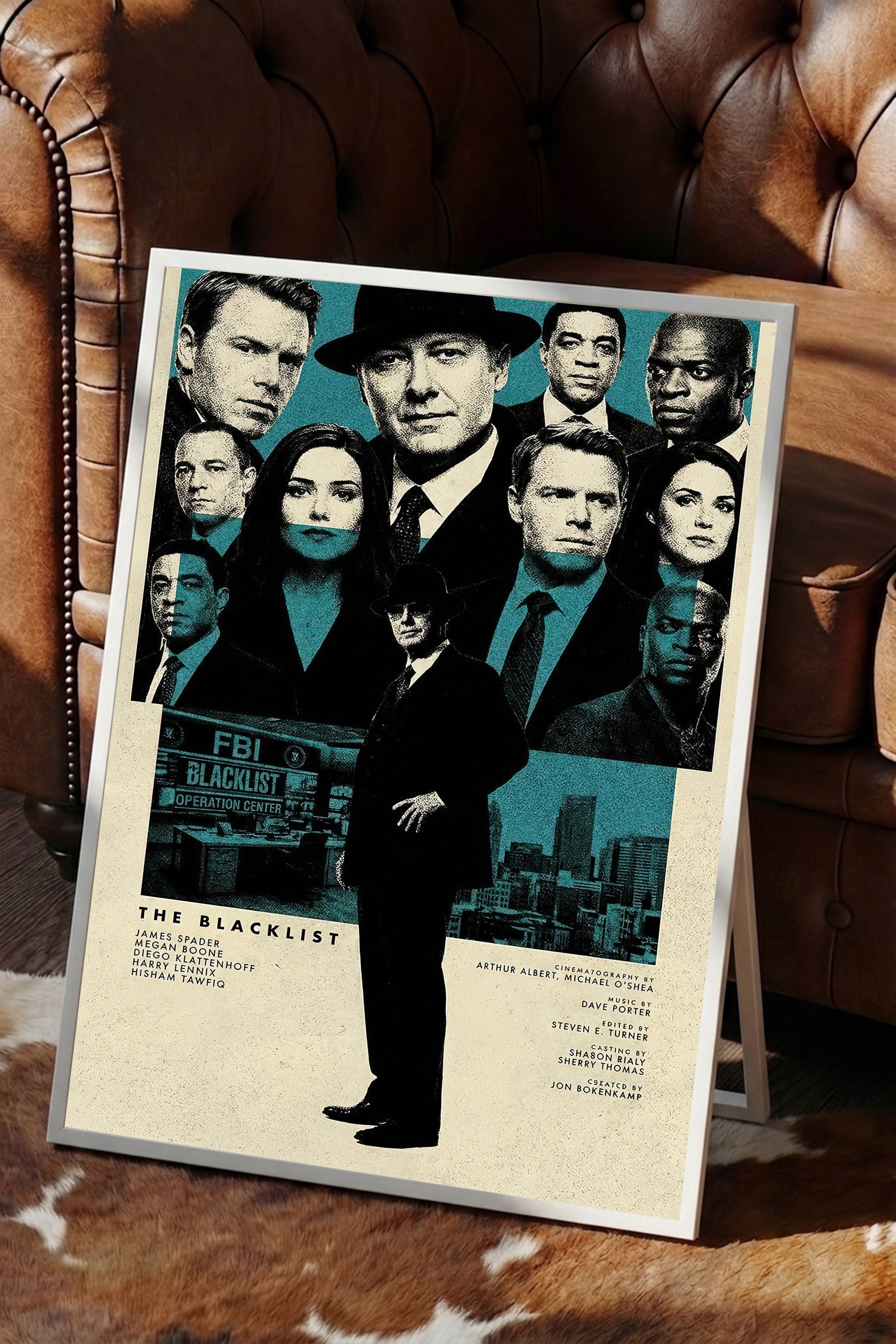 The Blacklist Beyaz Çerçeveli Poster, Sinema ve Dizi Tablo, Film Dizi Afişleri NO:112802