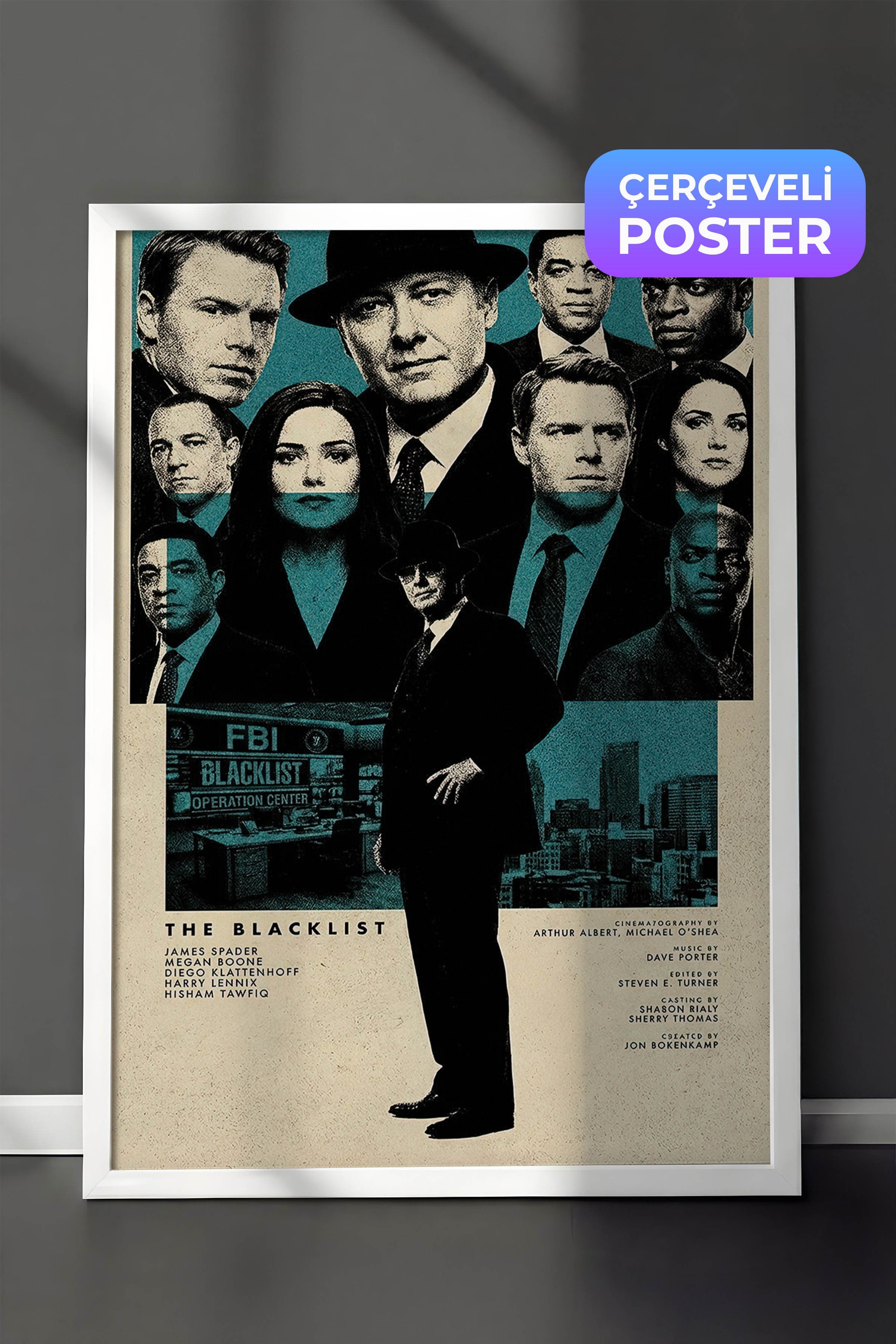 The Blacklist Beyaz Çerçeveli Poster, Sinema ve Dizi Tablo, Film Dizi Afişleri NO:112802