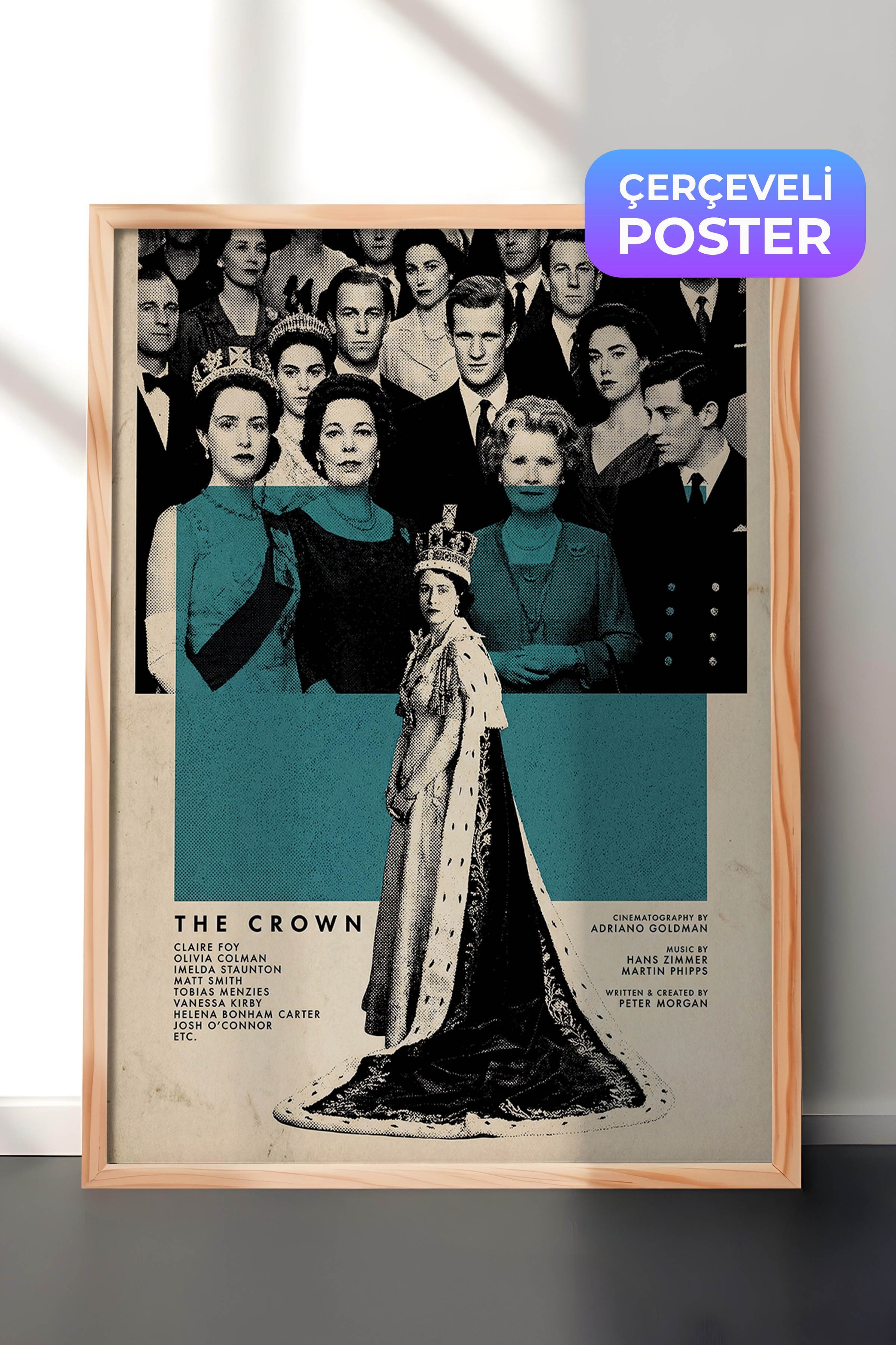 The Crown Ahşap Çerçeveli Poster, Sinema ve Dizi Tablo, Film Dizi Afişleri NO:112792