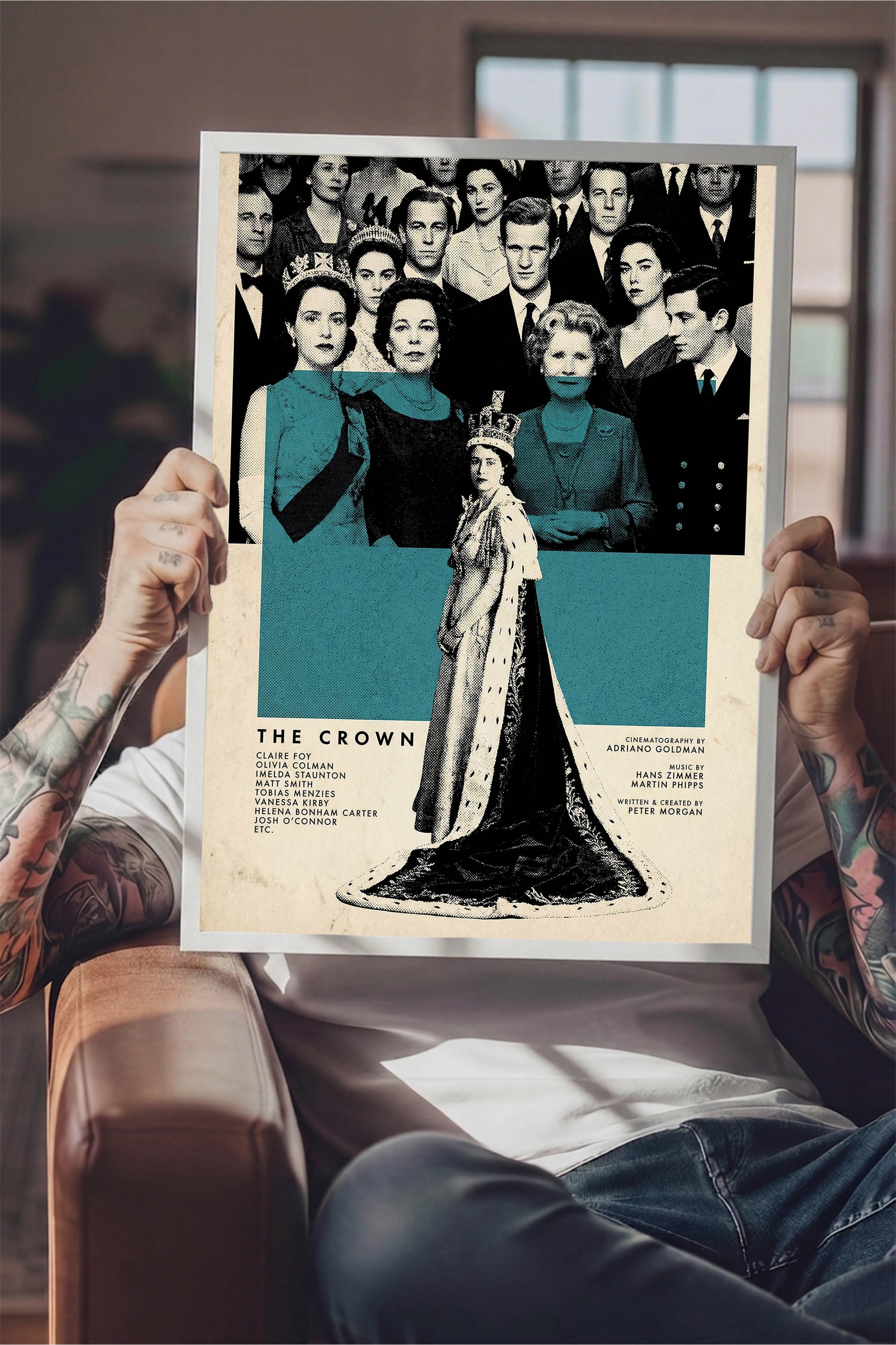 The Crown Beyaz Çerçeveli Poster, Sinema ve Dizi Tablo, Film Dizi Afişleri NO:112792