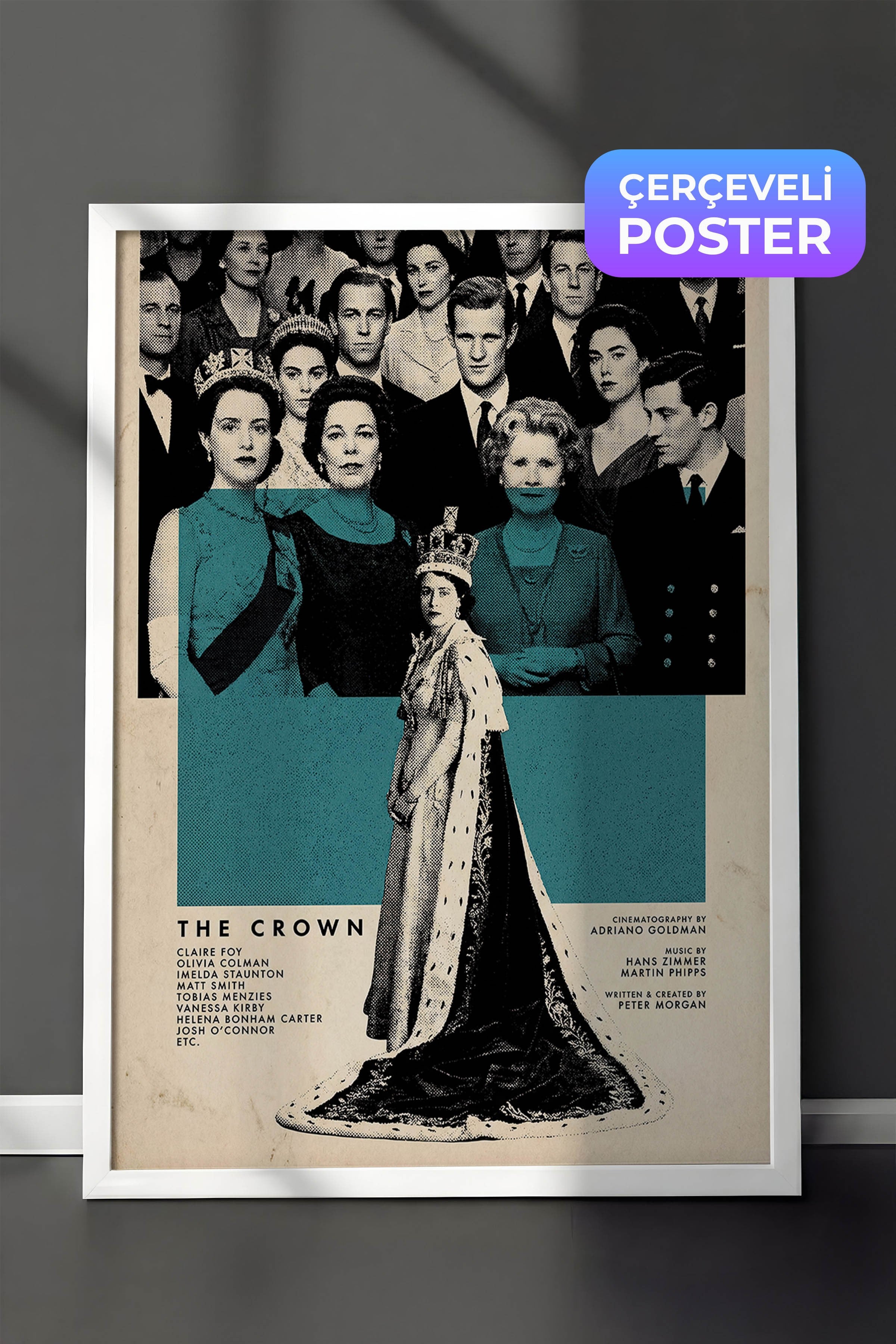 The Crown Beyaz Çerçeveli Poster, Sinema ve Dizi Tablo, Film Dizi Afişleri NO:112792