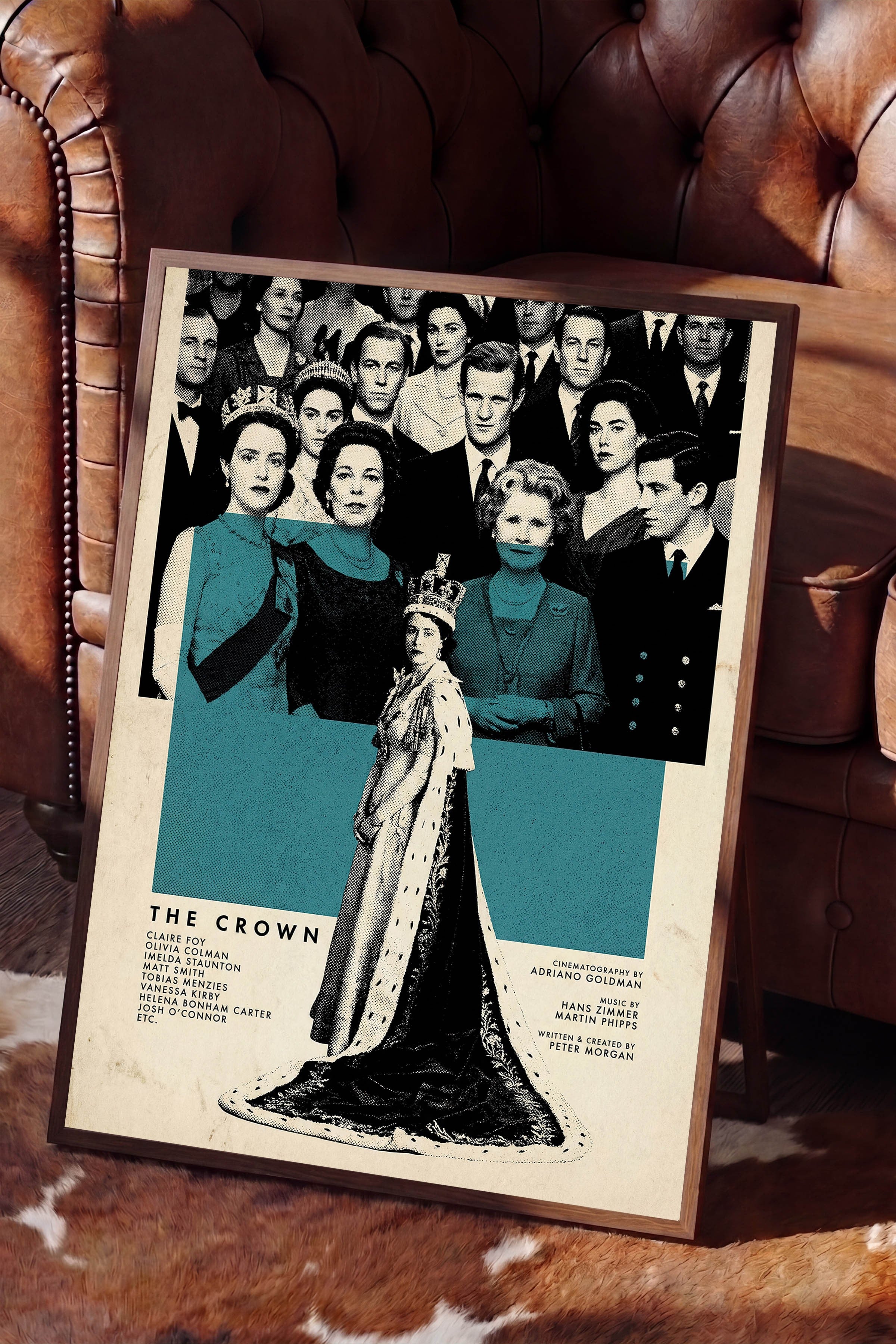 The Crown Kahverengi Çerçeveli Poster, Sinema ve Dizi Tablo, Film Dizi Afişleri NO:112792