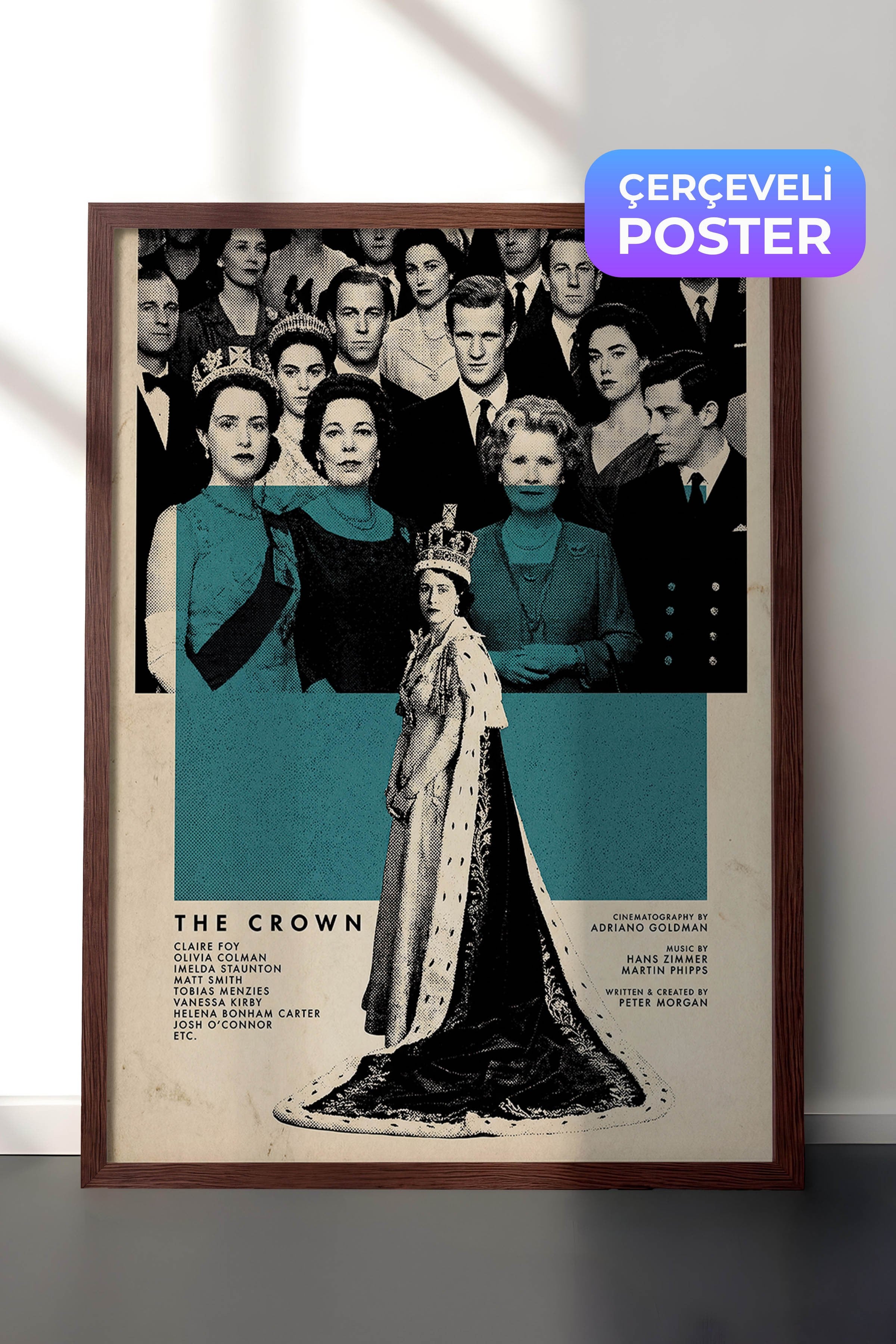 The Crown Kahverengi Çerçeveli Poster, Sinema ve Dizi Tablo, Film Dizi Afişleri NO:112792