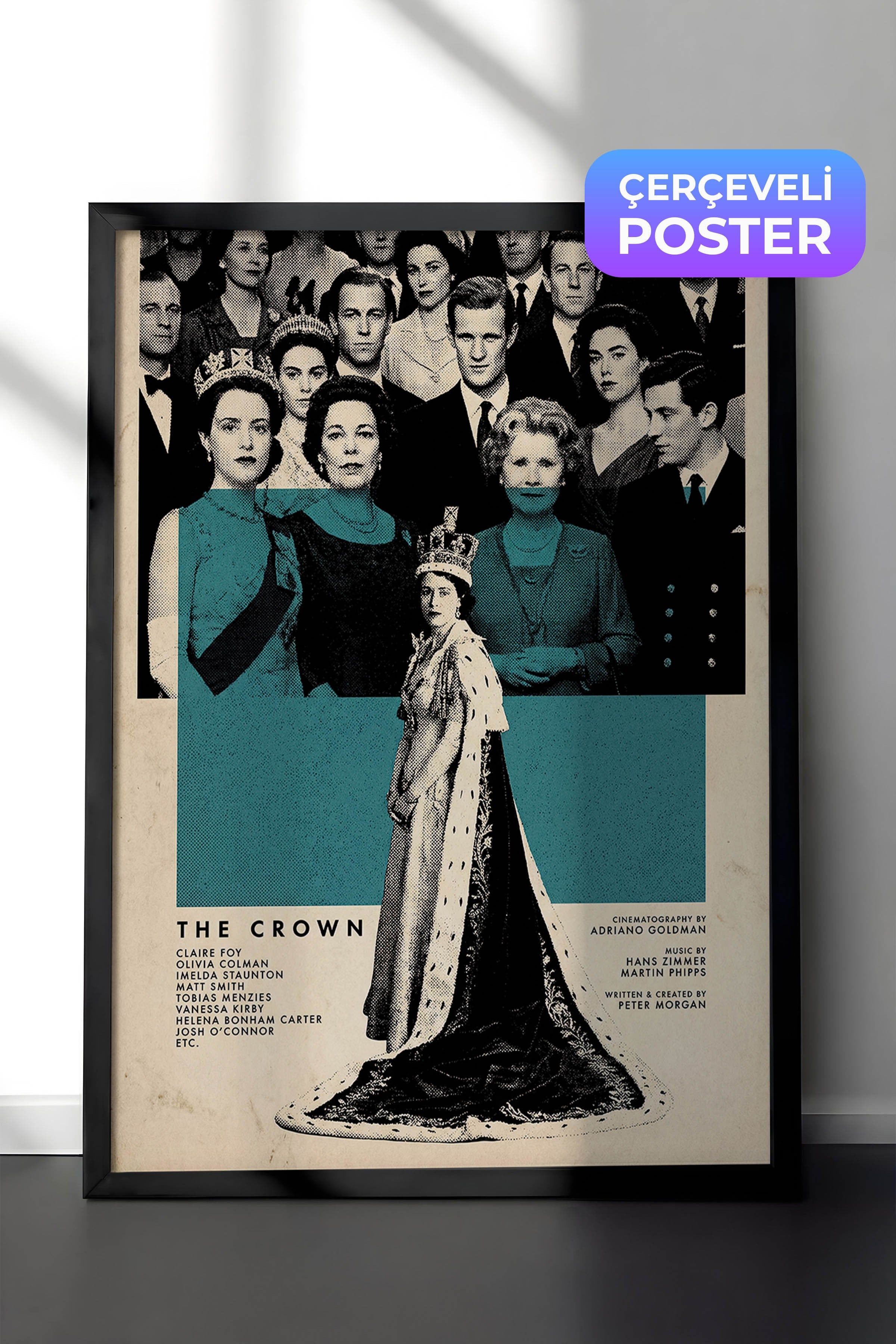 The Crown Siyah Çerçeveli Poster, Sinema ve Dizi Tablo, Film Dizi Afişleri NO:112792