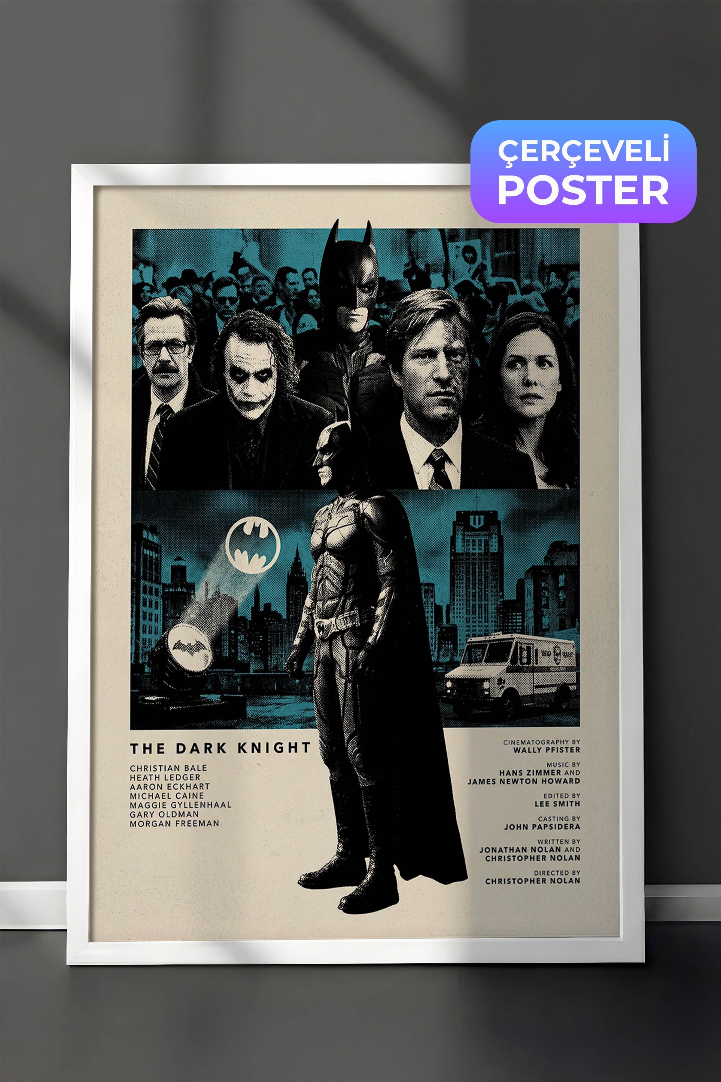 The Dark Knight Beyaz Çerçeveli Poster, Sinema ve Dizi Tablo, Film Dizi Afişleri NO:112808