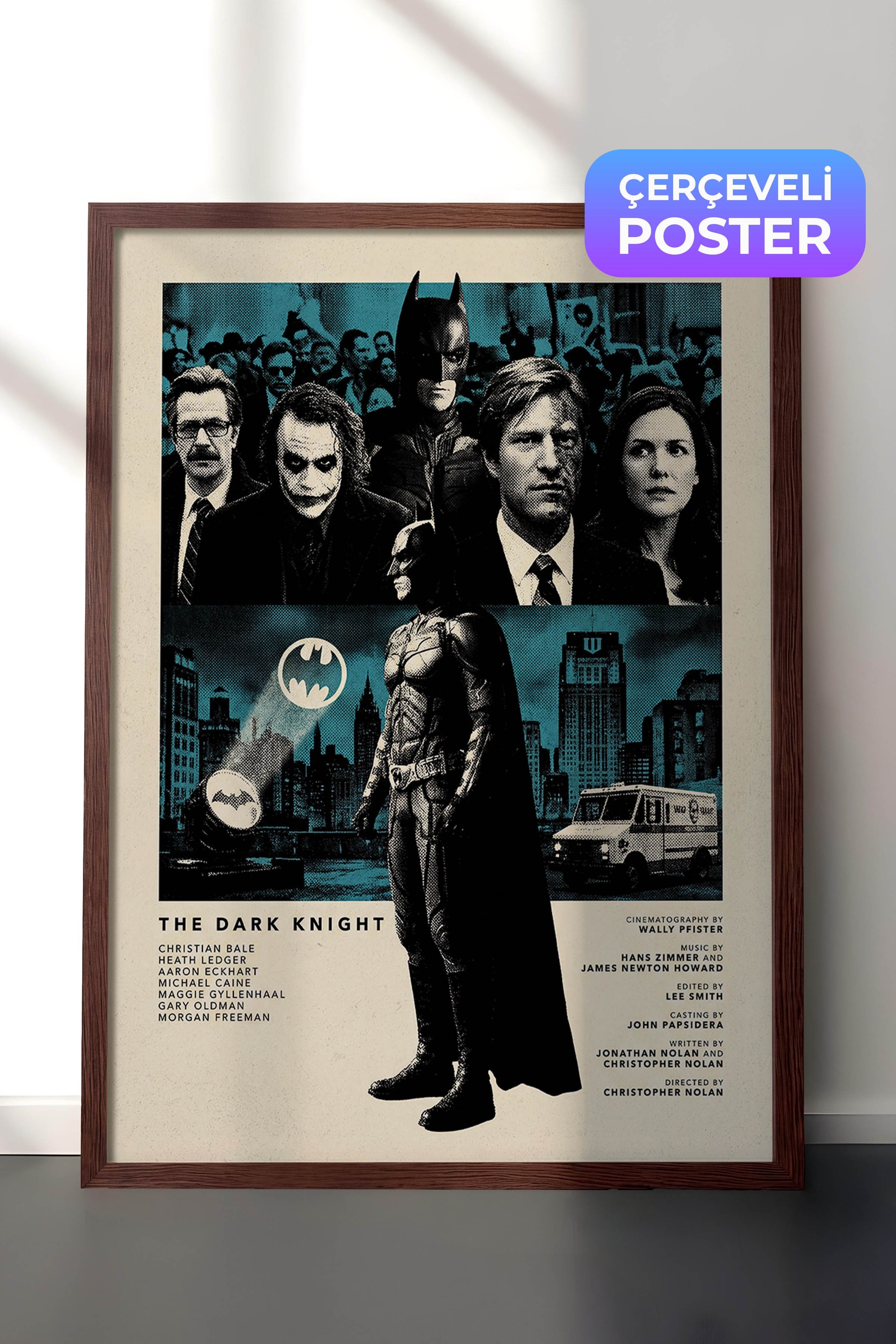 The Dark Knight Kahverengi Çerçeveli Poster, Sinema ve Dizi Tablo, Film Dizi Afişleri NO:112808