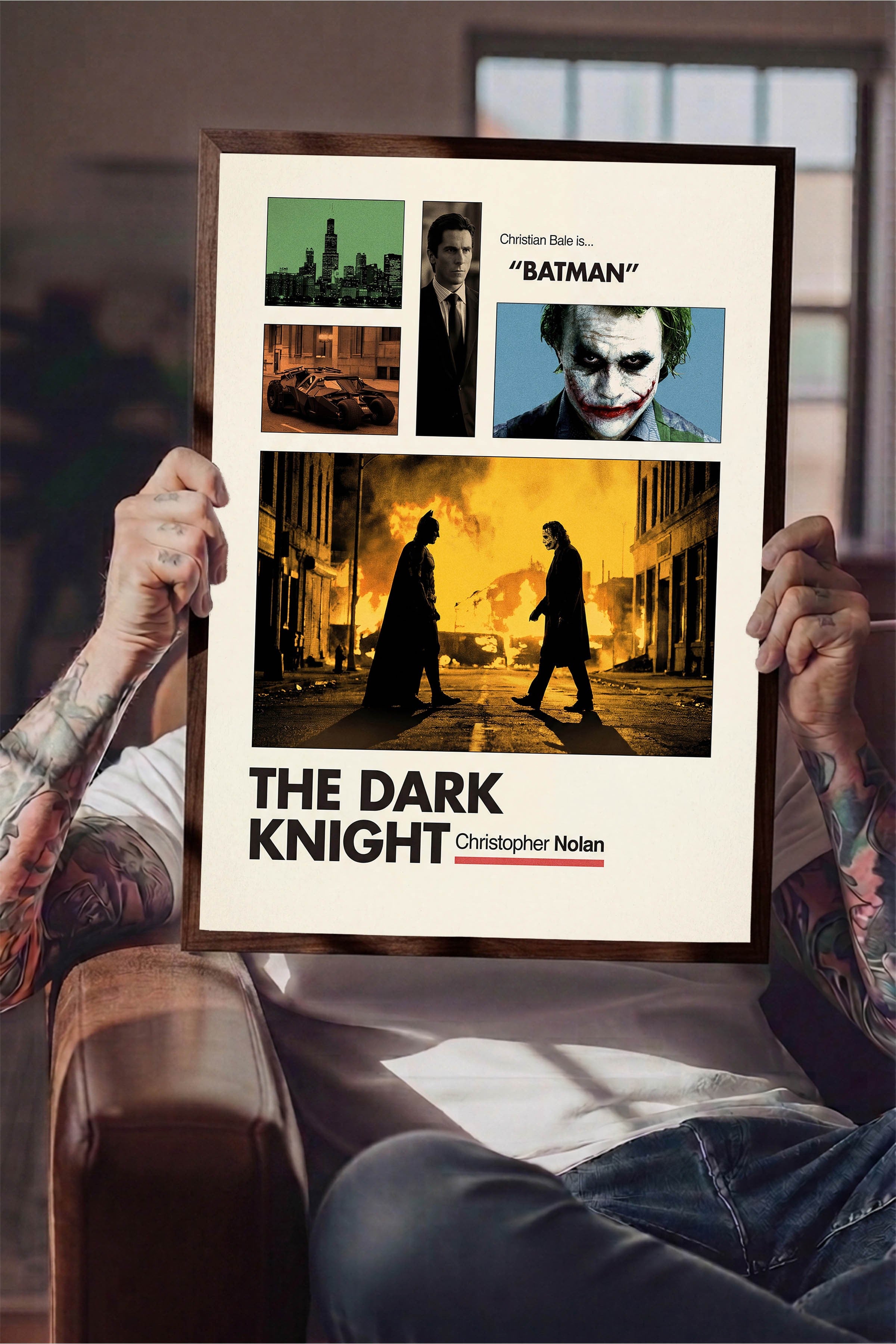 The Dark Knight Kahverengi Çerçeveli Poster, Sinema ve Dizi Tablo, Film Dizi Afişleri NO:112932