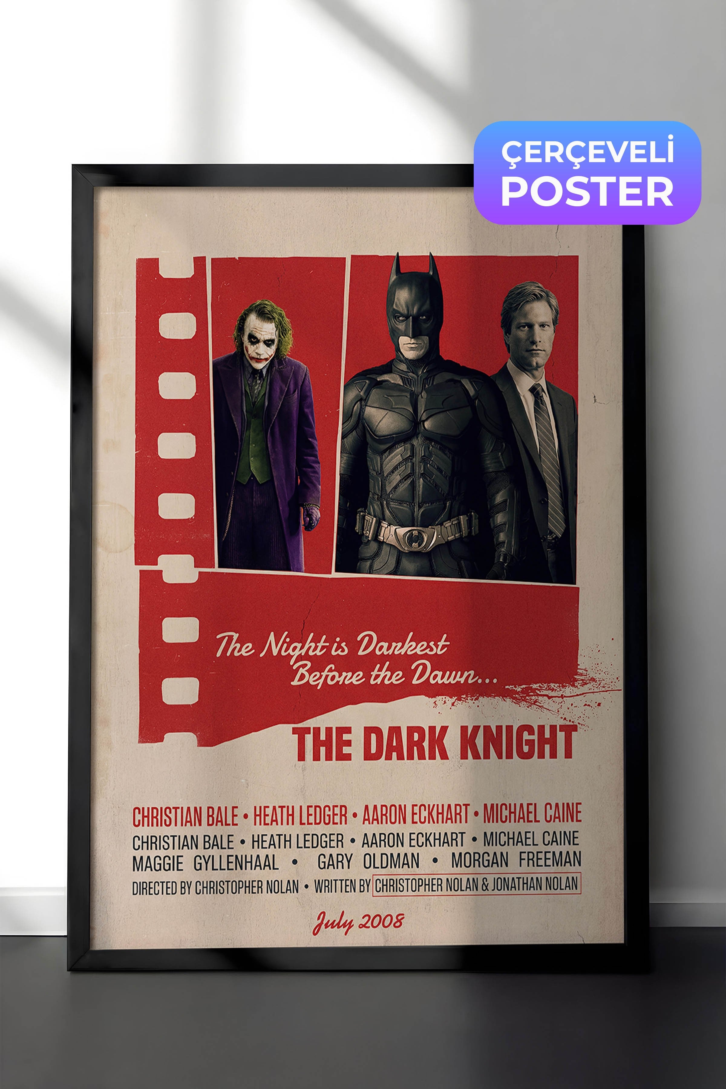 The Dark Knight Siyah Çerçeveli Poster, Sinema ve Dizi Tablo, Film Dizi Afişleri NO:112882