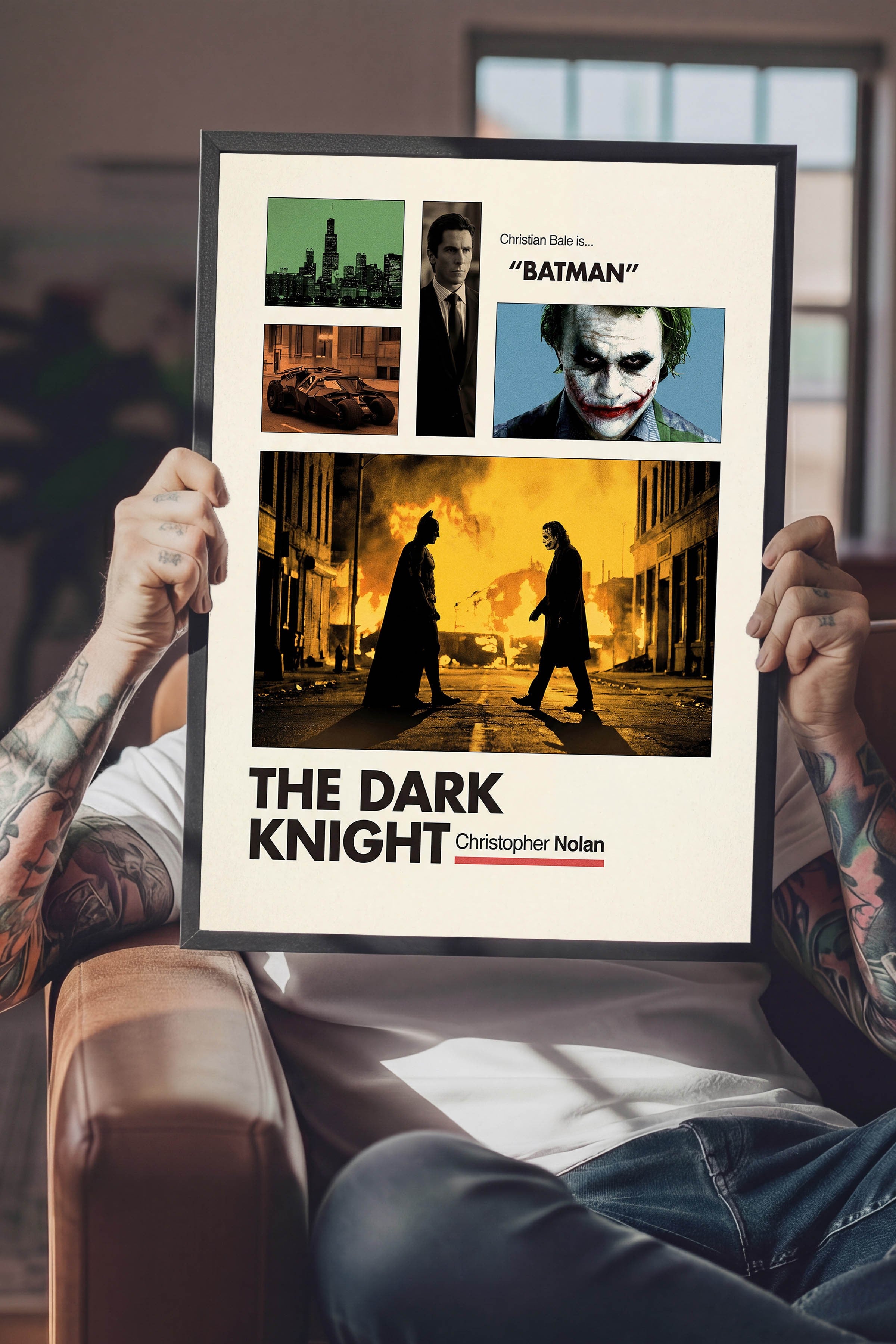 The Dark Knight Siyah Çerçeveli Poster, Sinema ve Dizi Tablo, Film Dizi Afişleri NO:112932