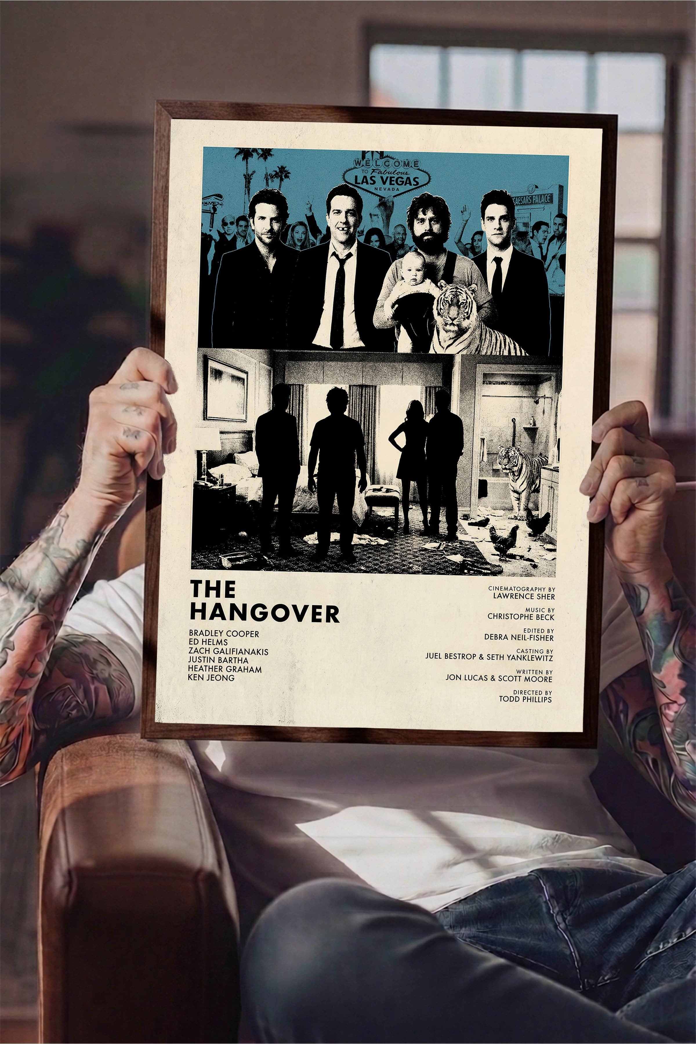 The Hangover Kahverengi Çerçeveli Poster, Sinema ve Dizi Tablo, Film Dizi Afişleri NO:112828