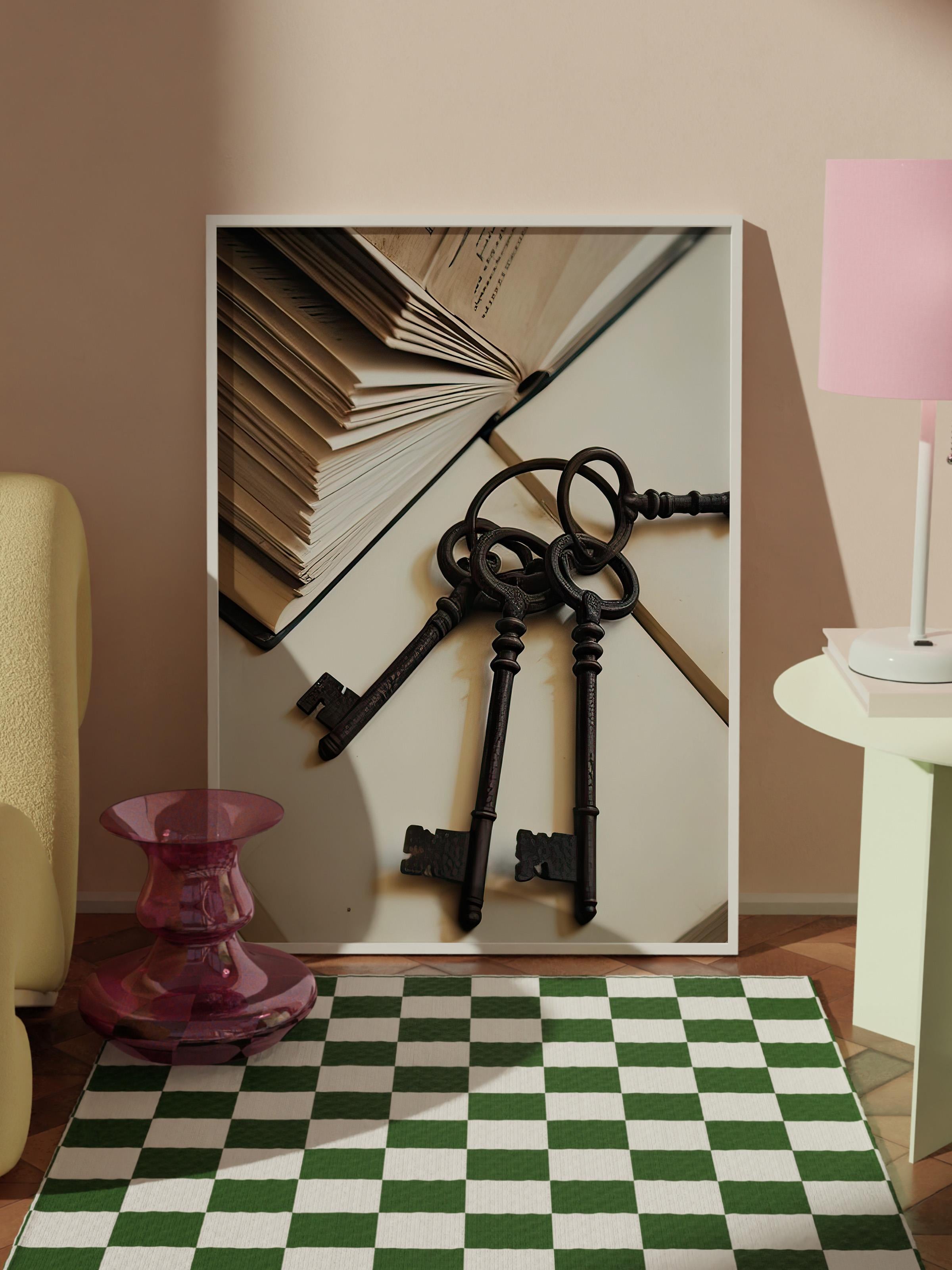 The Keys Çerçeveli Tablo, Beyaz Çerçeve ve Poster, Dikey Duvar Tablosu Comfort Serisi NO:108358