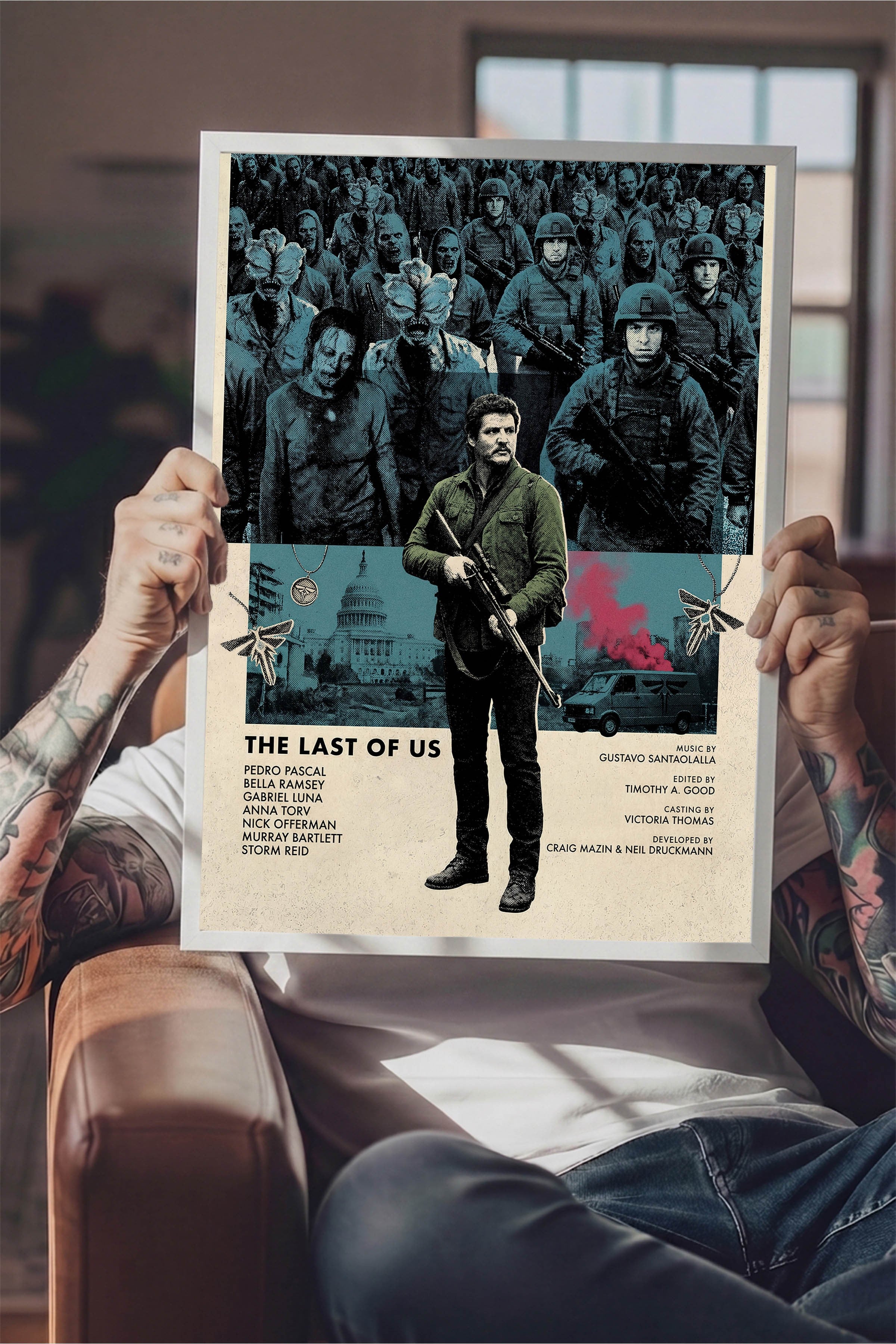 The Last of Us Beyaz Çerçeveli Poster, Sinema ve Dizi Tablo, Film Dizi Afişleri NO:112781