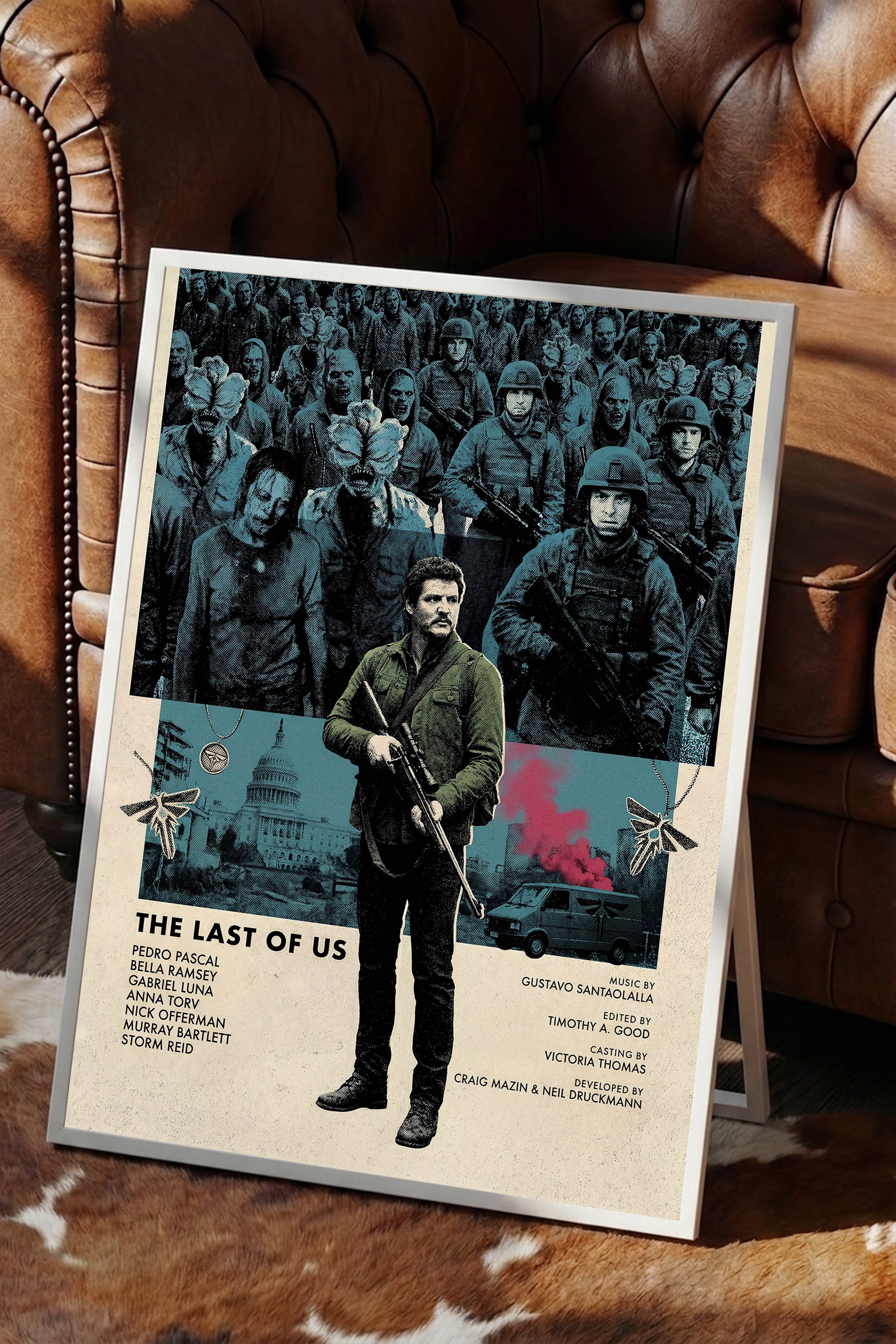 The Last of Us Beyaz Çerçeveli Poster, Sinema ve Dizi Tablo, Film Dizi Afişleri NO:112781
