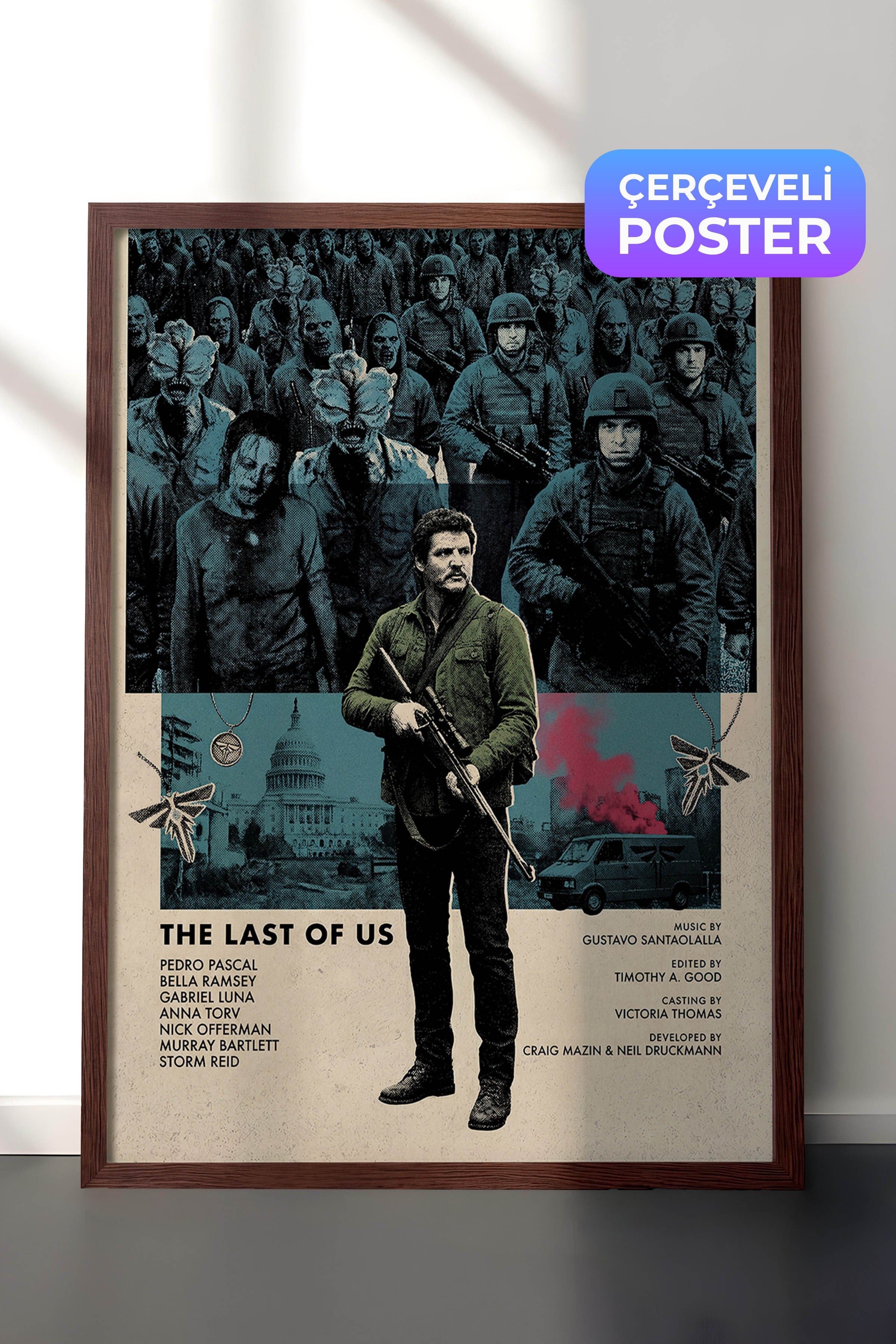 The Last of Us Kahverengi Çerçeveli Poster, Sinema ve Dizi Tablo, Film Dizi Afişleri NO:112781