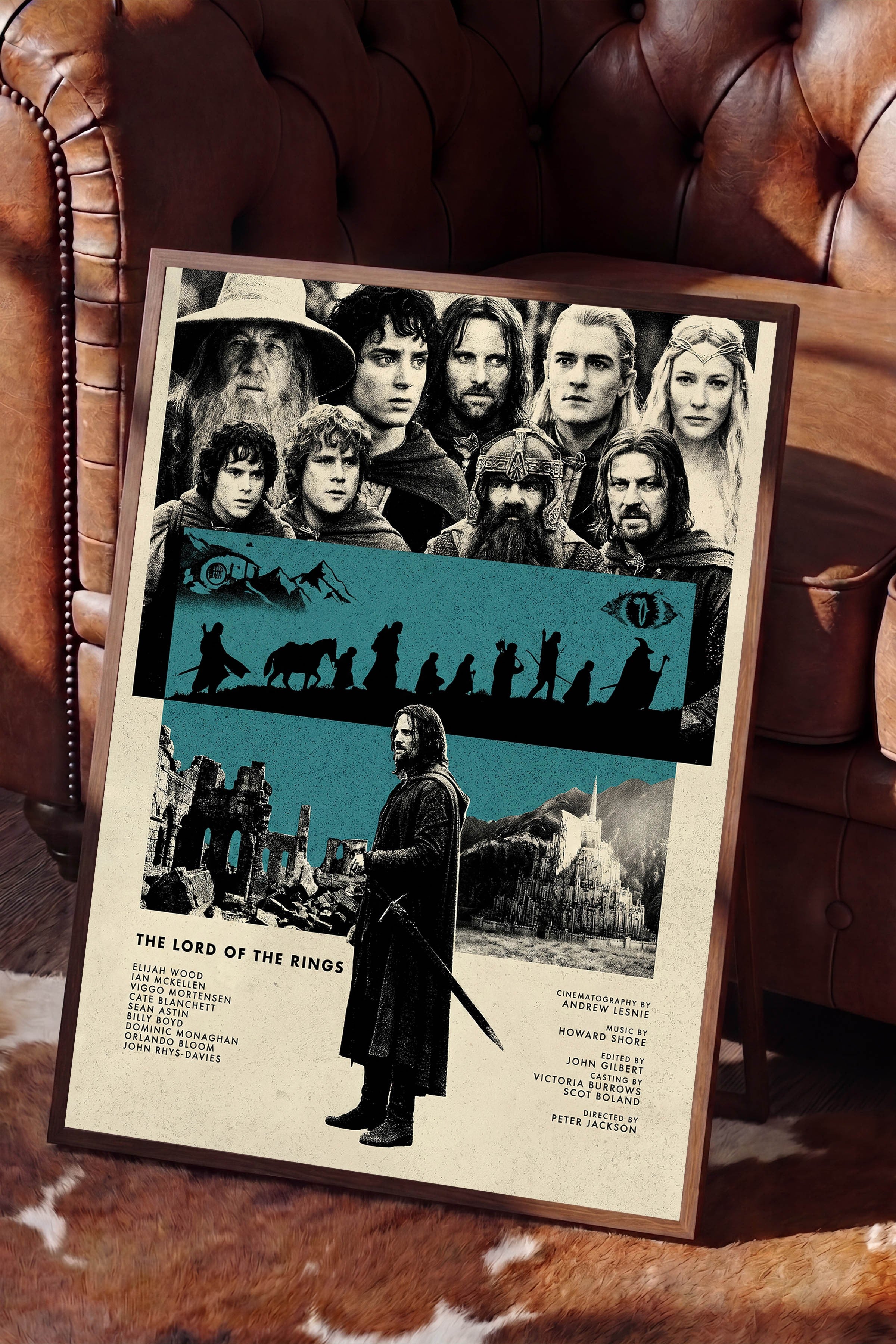 The Lord of the Rings Kahverengi Çerçeveli Poster, Sinema ve Dizi Tablo, Film Dizi Afişleri NO:112804