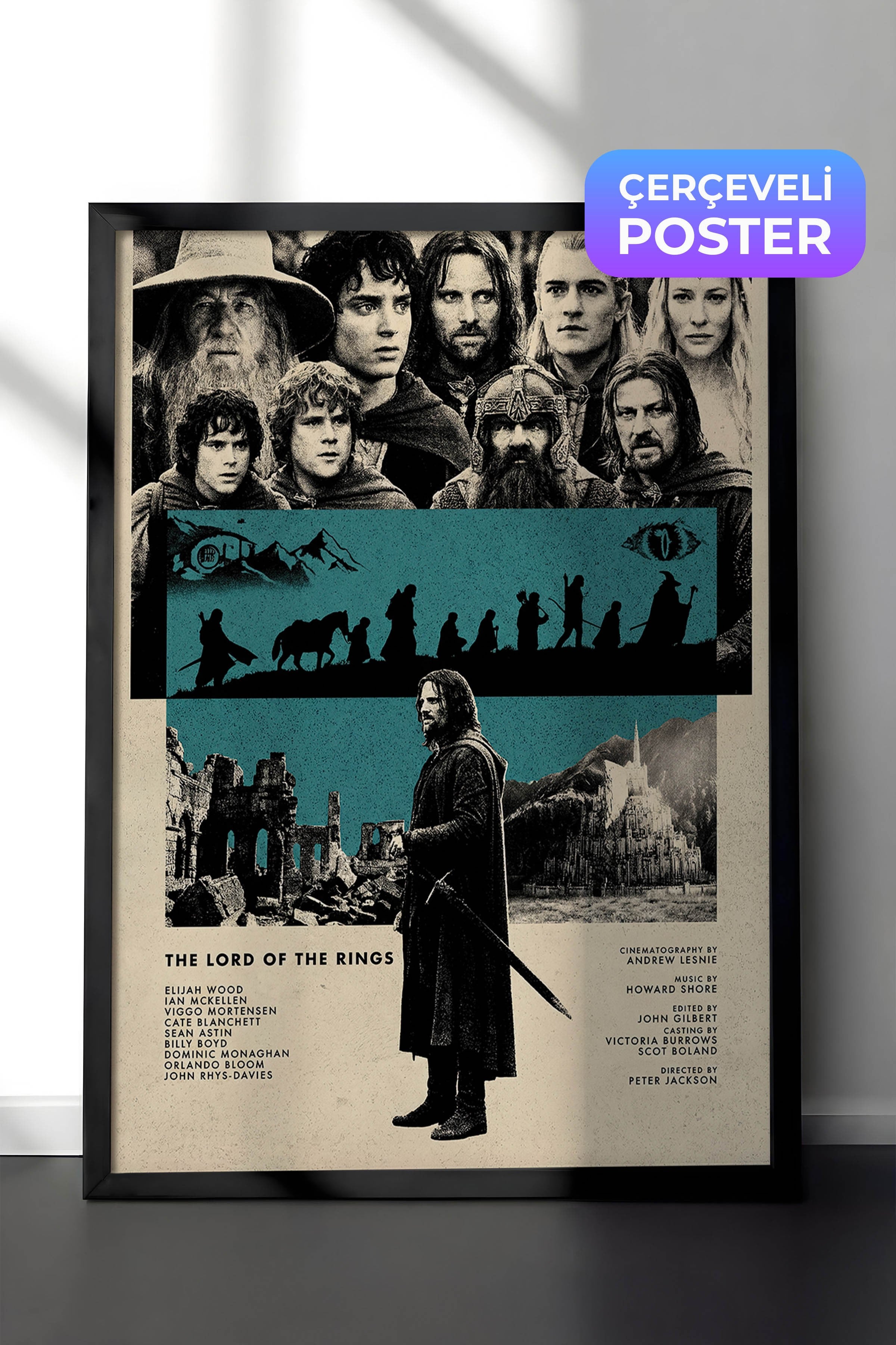 The Lord of the Rings Siyah Çerçeveli Poster, Sinema ve Dizi Tablo, Film Dizi Afişleri NO:112804