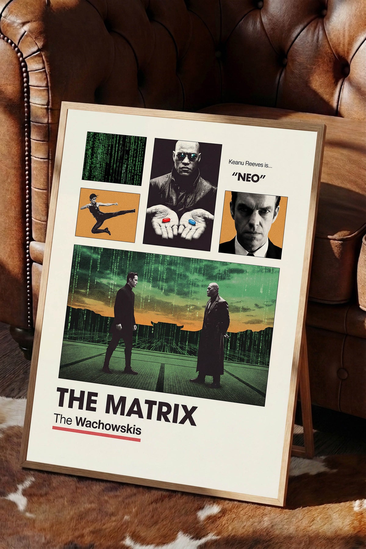 The Matrix Ahşap Çerçeveli Poster, Sinema ve Dizi Tablo, Film Dizi Afişleri NO:112935