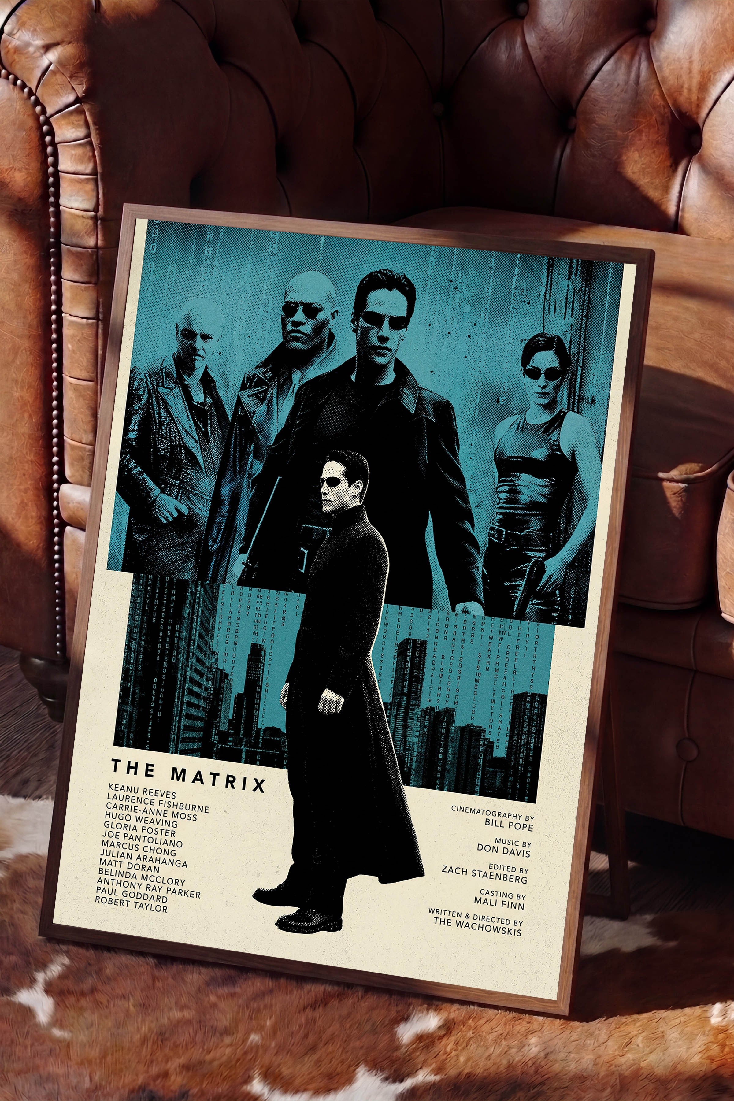 The Matrix Kahverengi Çerçeveli Poster, Sinema ve Dizi Tablo, Film Dizi Afişleri NO:112809