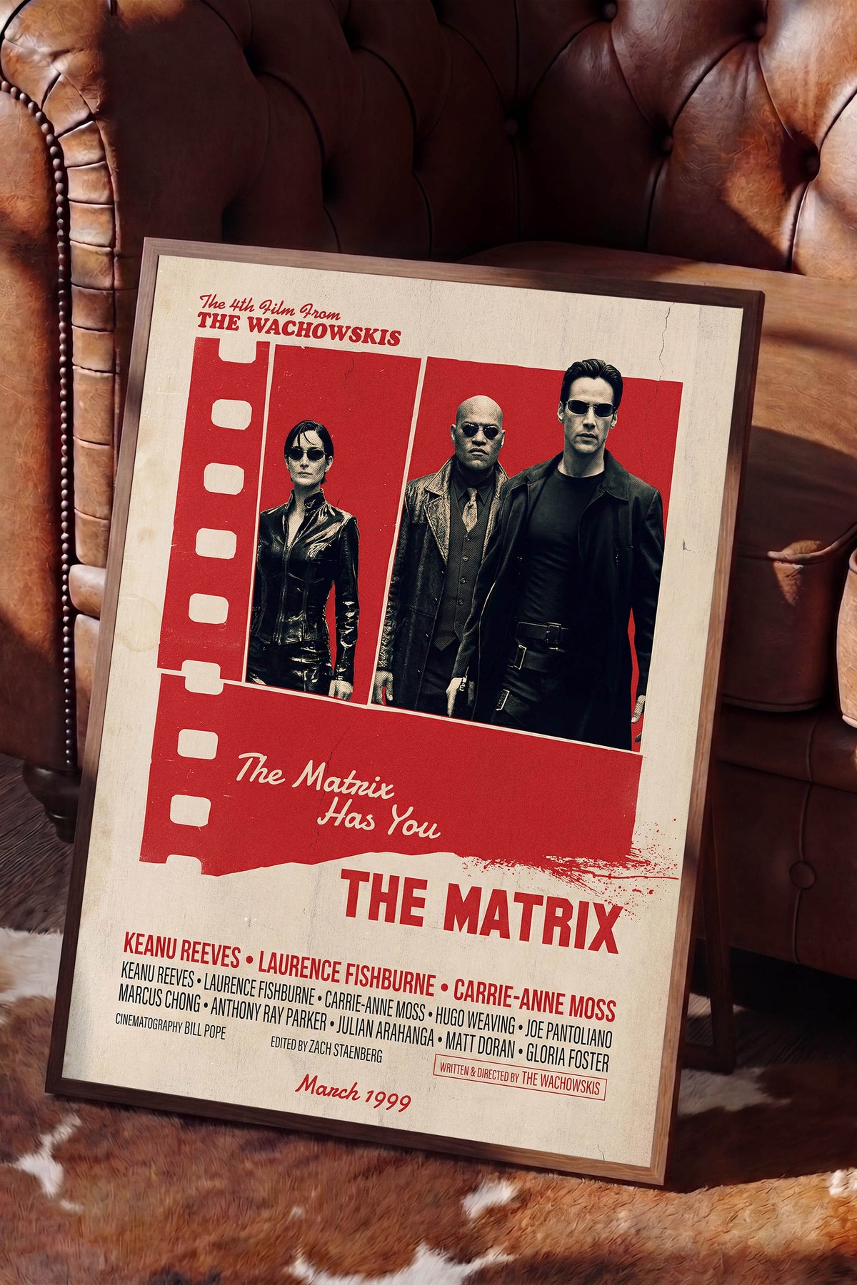 The Matrix Kahverengi Çerçeveli Poster, Sinema ve Dizi Tablo, Film Dizi Afişleri NO:112886
