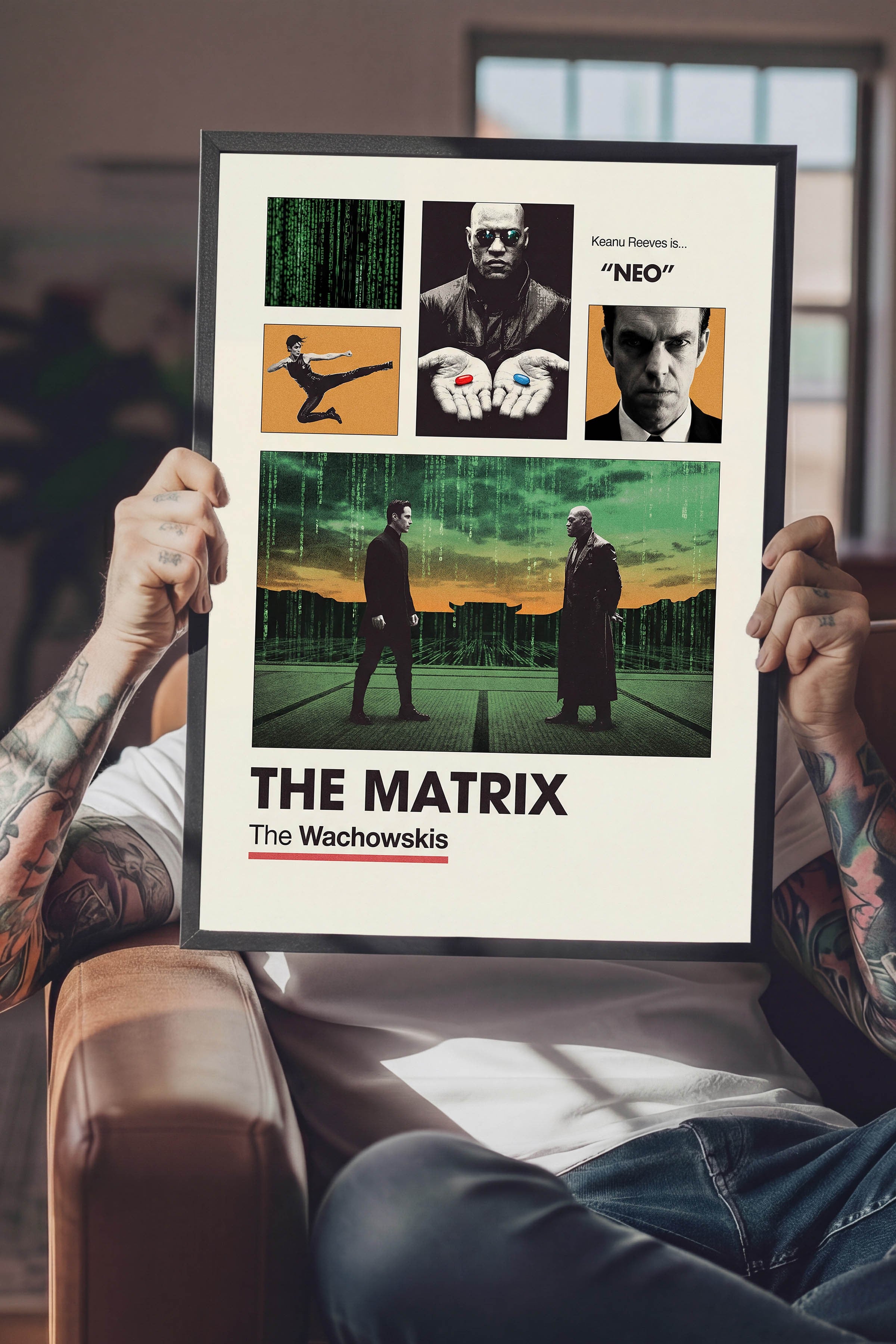 The Matrix Siyah Çerçeveli Poster, Sinema ve Dizi Tablo, Film Dizi Afişleri NO:112935