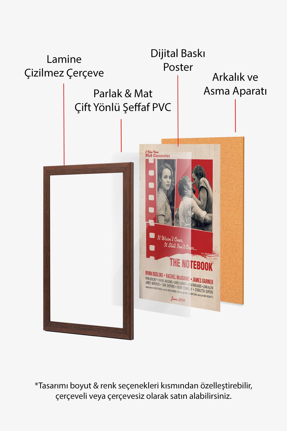 The Notebook Kahverengi Çerçeveli Poster, Sinema ve Dizi Tablo, Film Dizi Afişleri NO:112916